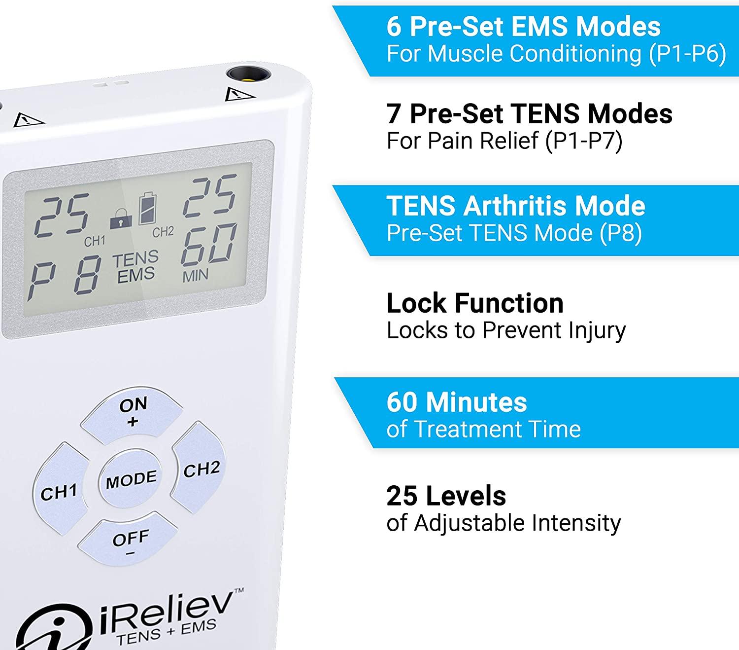 TENS Unit and EMS Muscle Stimulator Combination for Pain Relief