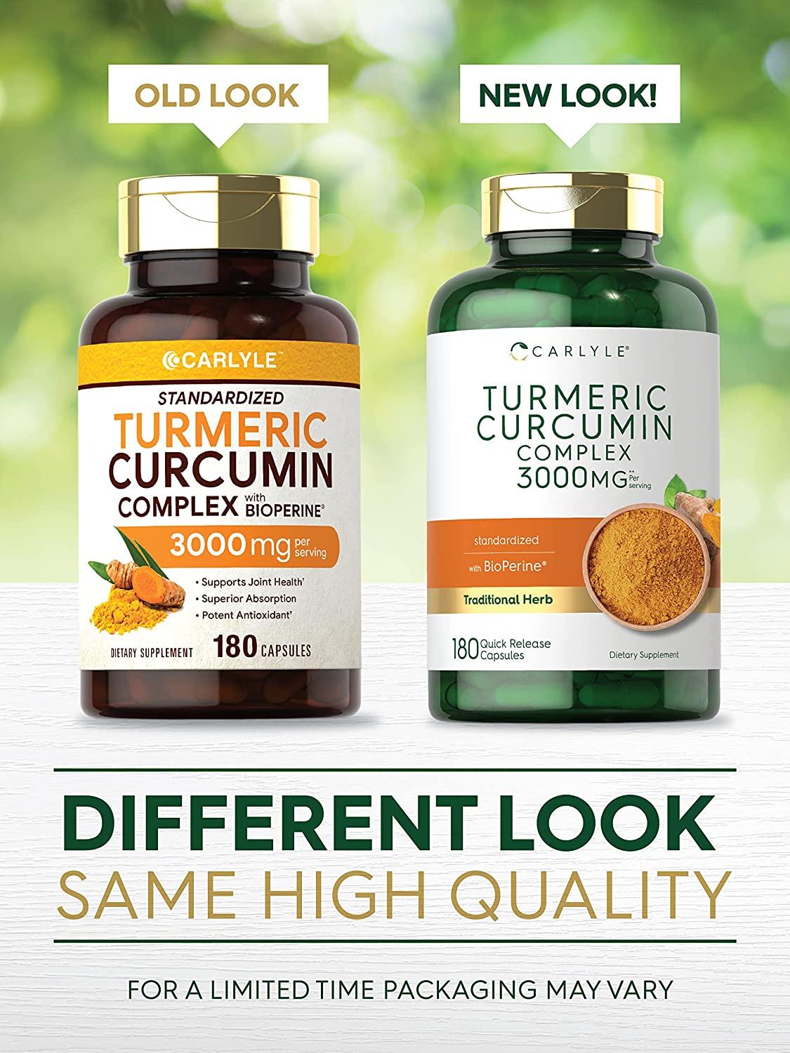 Turmeric Curcumin 3000mg 180 Capsules 95 Standardized Curcuminoids