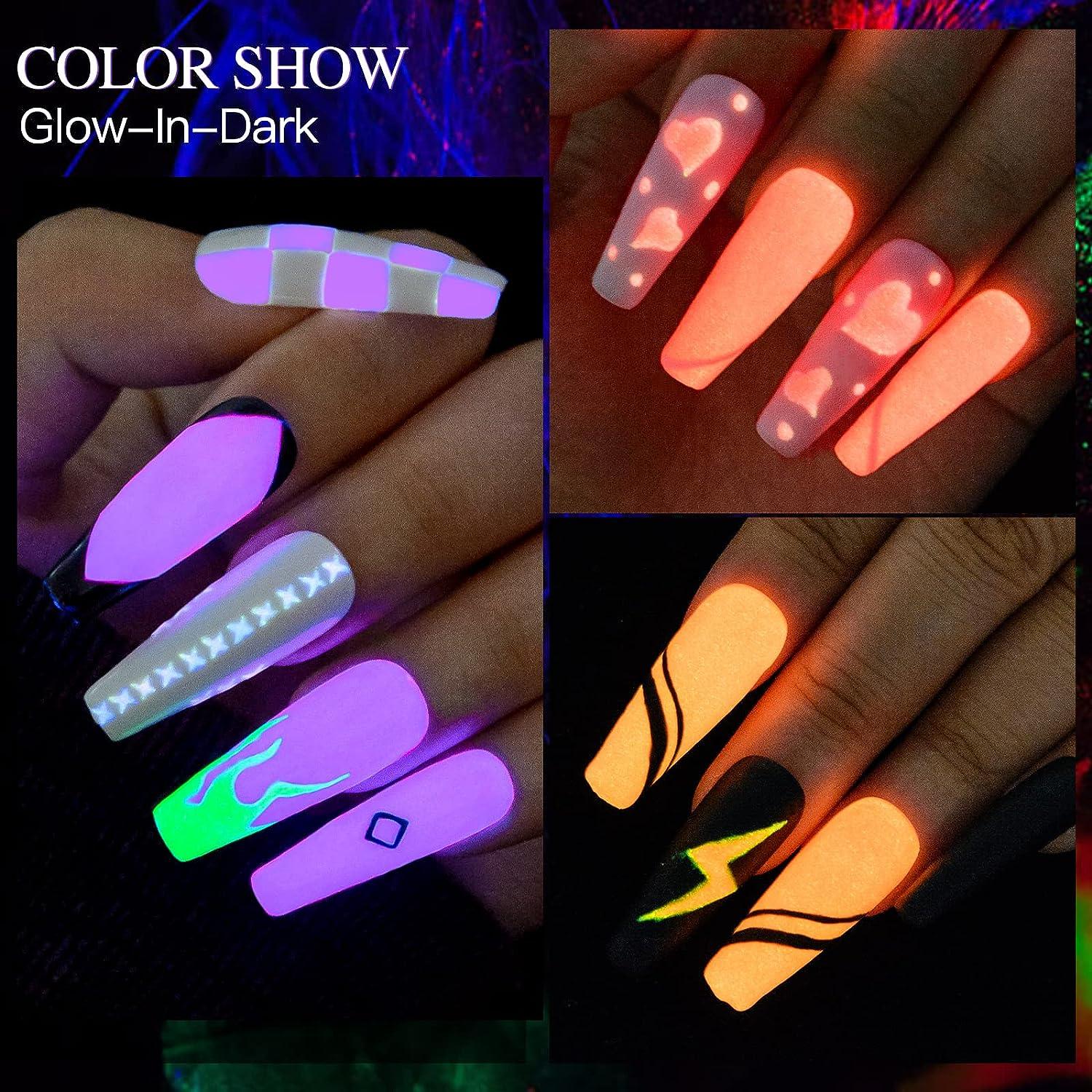 MSRUIOO Glow in the Dark Gel Nail Polish 6 Colors Luminous Neon Gel Polish  Set Fluorescent Bright Colors Hot Pink Yellow Purple Glow Effect Soak Off  UV Gel Polish for DIY Nail