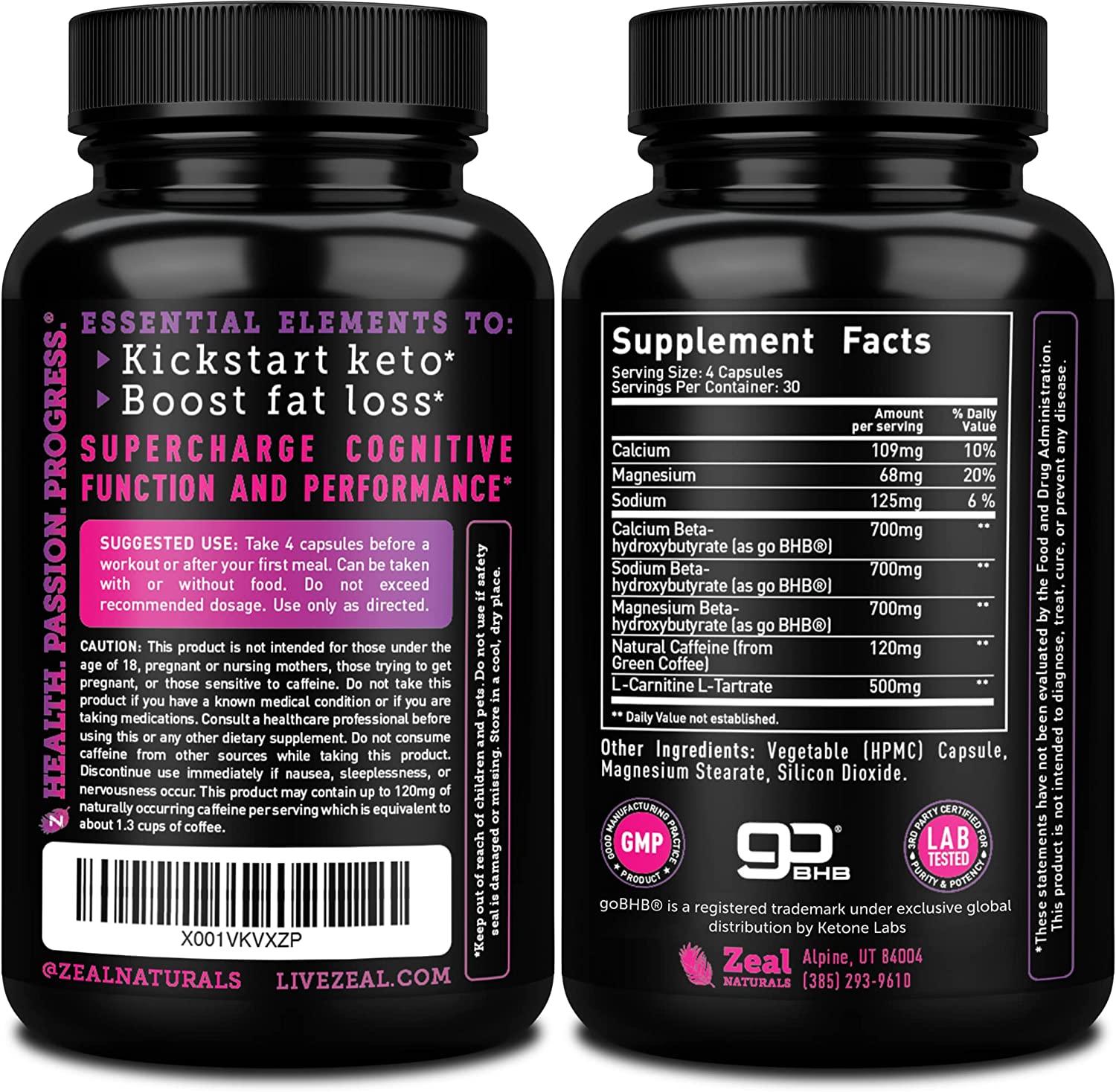 Keto BHB Exogenous Ketones Pills | 2720mg 120 Capsules with goBHB Salts &  Natural Caffeine - Ketosis Support Supplement | Buy Now with Express  International Delivery | GoSupps.com
