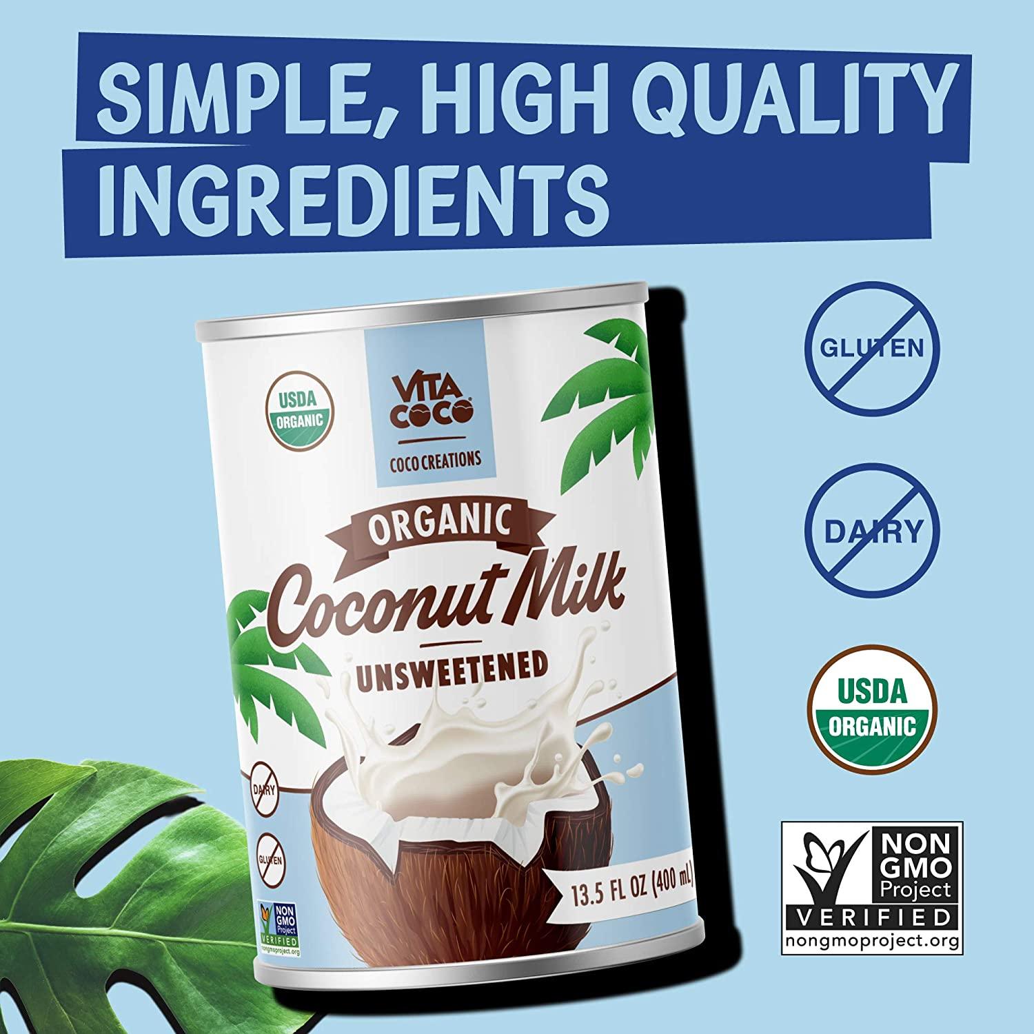 Vita Coco Organic Coconut Milk Unsweetened Original 13 5 FL OZ (12 Pack