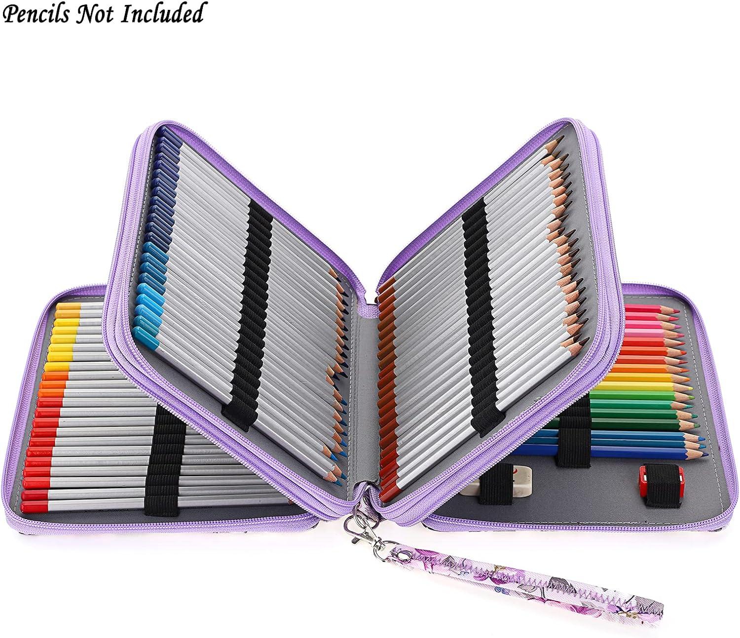 BTSKY Colored Pencil Case- 120 Slots Pencil Holder Pen Bag Large