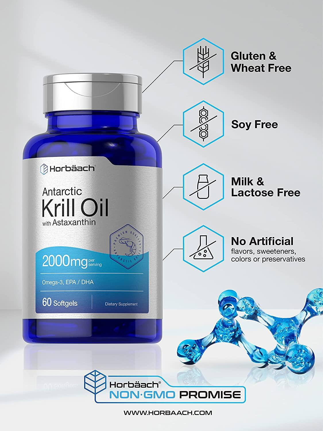 Antarctic Krill Oil 2000mg 60 Softgel Capsules Omega3, EPA, DHA