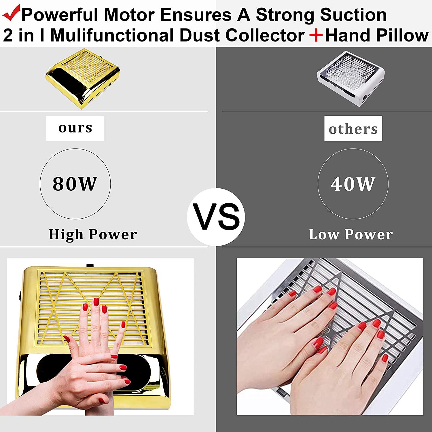 Nail Dust Collector, 80w Nail Suction Dust Collector Acrylic Nails