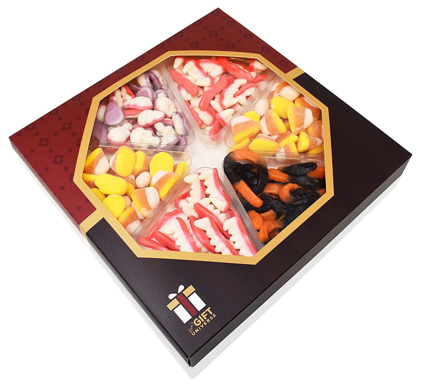 Halloween Gummies Candy Gift Tray, Dracula Teeth, Candy Corn, Worms