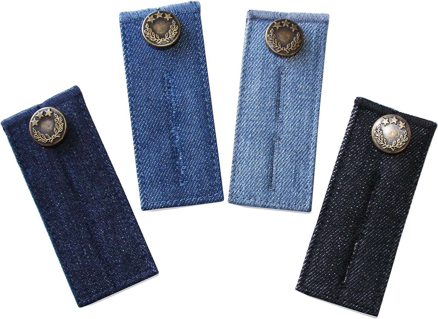 ZEFFFKA Denim Waist Extender Button for Jeans and Skirt Comfy Metal Buttons  4 pcs Assorted Colors