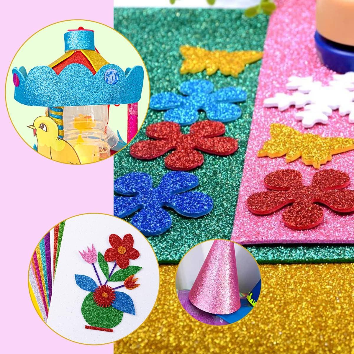 20 Sheets Glitter Foam Cardstock Paper Sparkles Self Adhesive