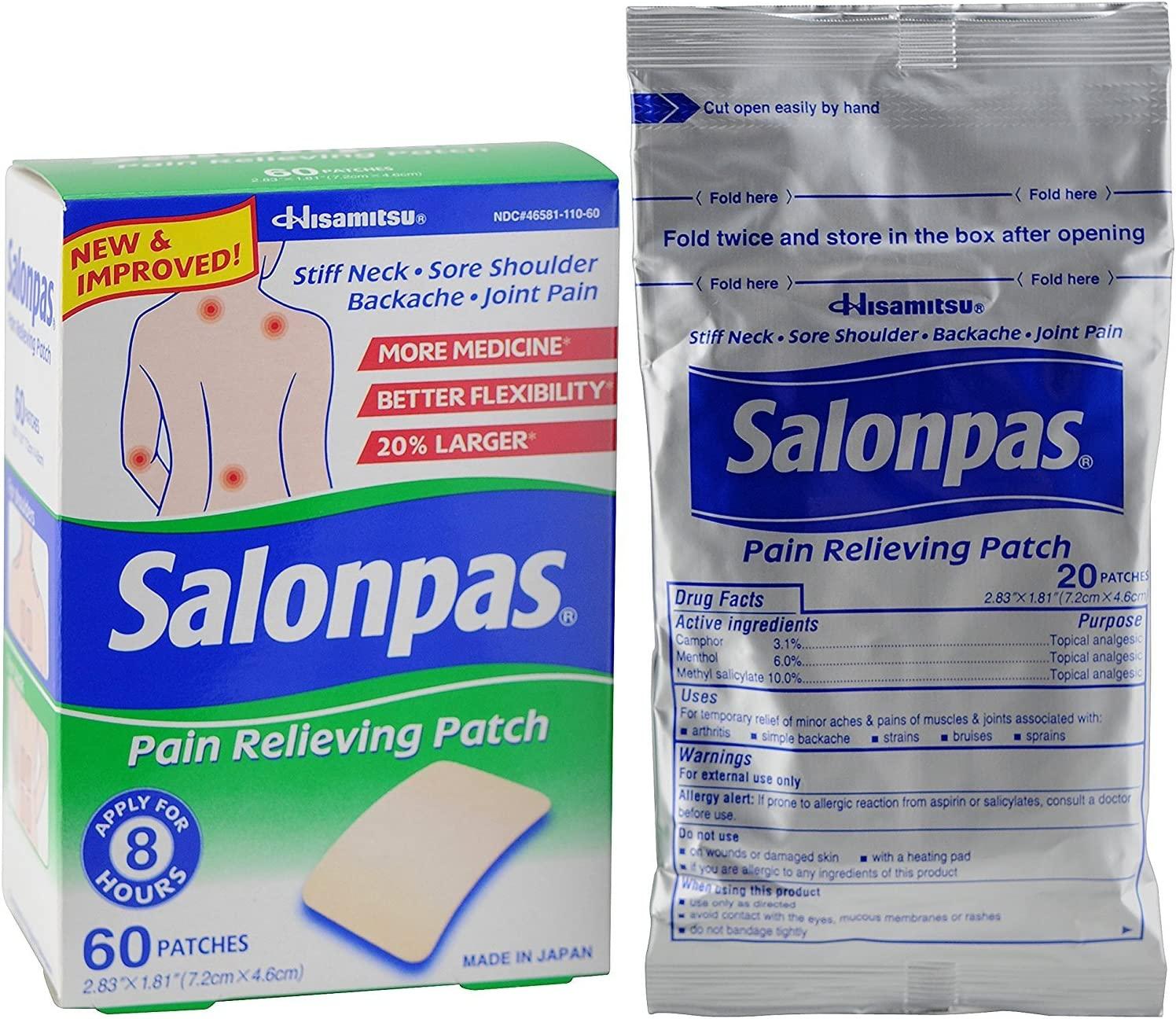 Salonpas Pain Relieving Patches, 60 Count (Pack of 2)