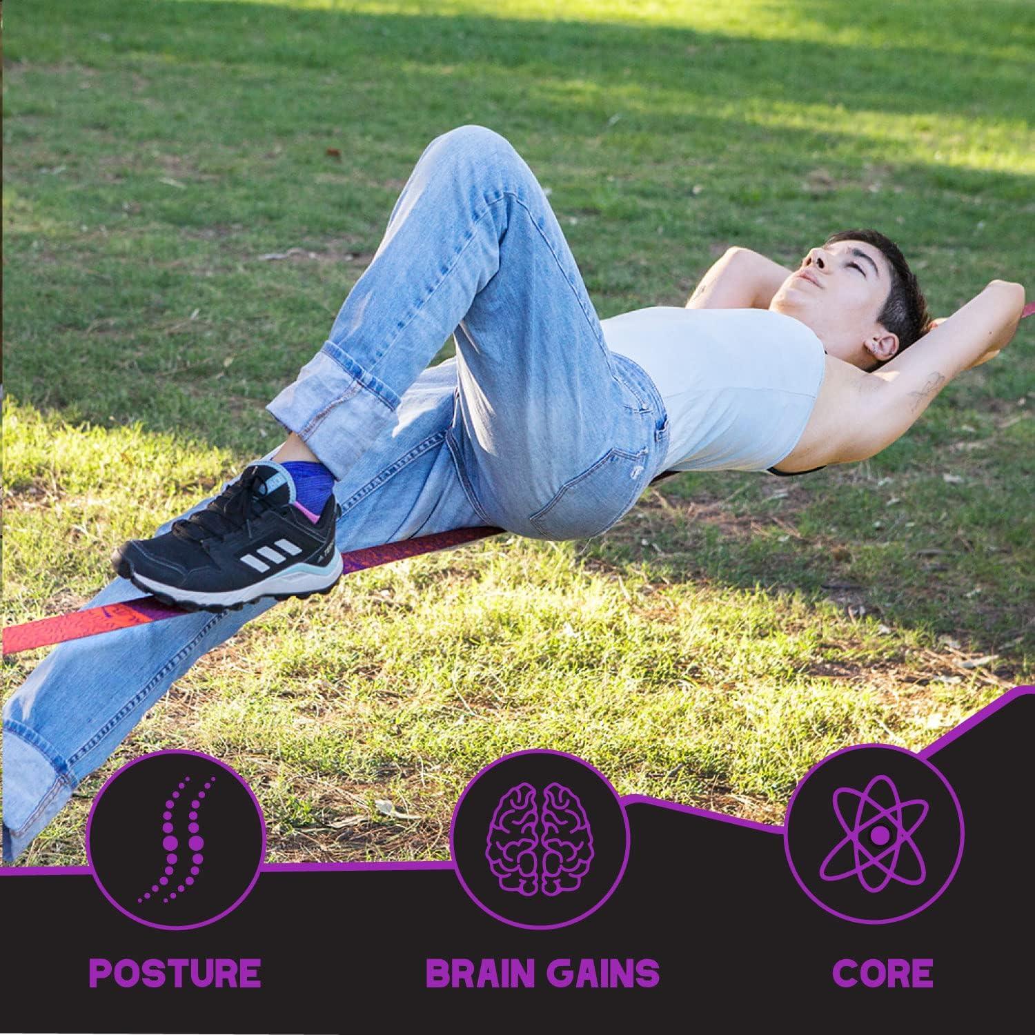 Kutu Tribe 60 ft Slackline Kit with Tree Protectors, Arm Trainer ...