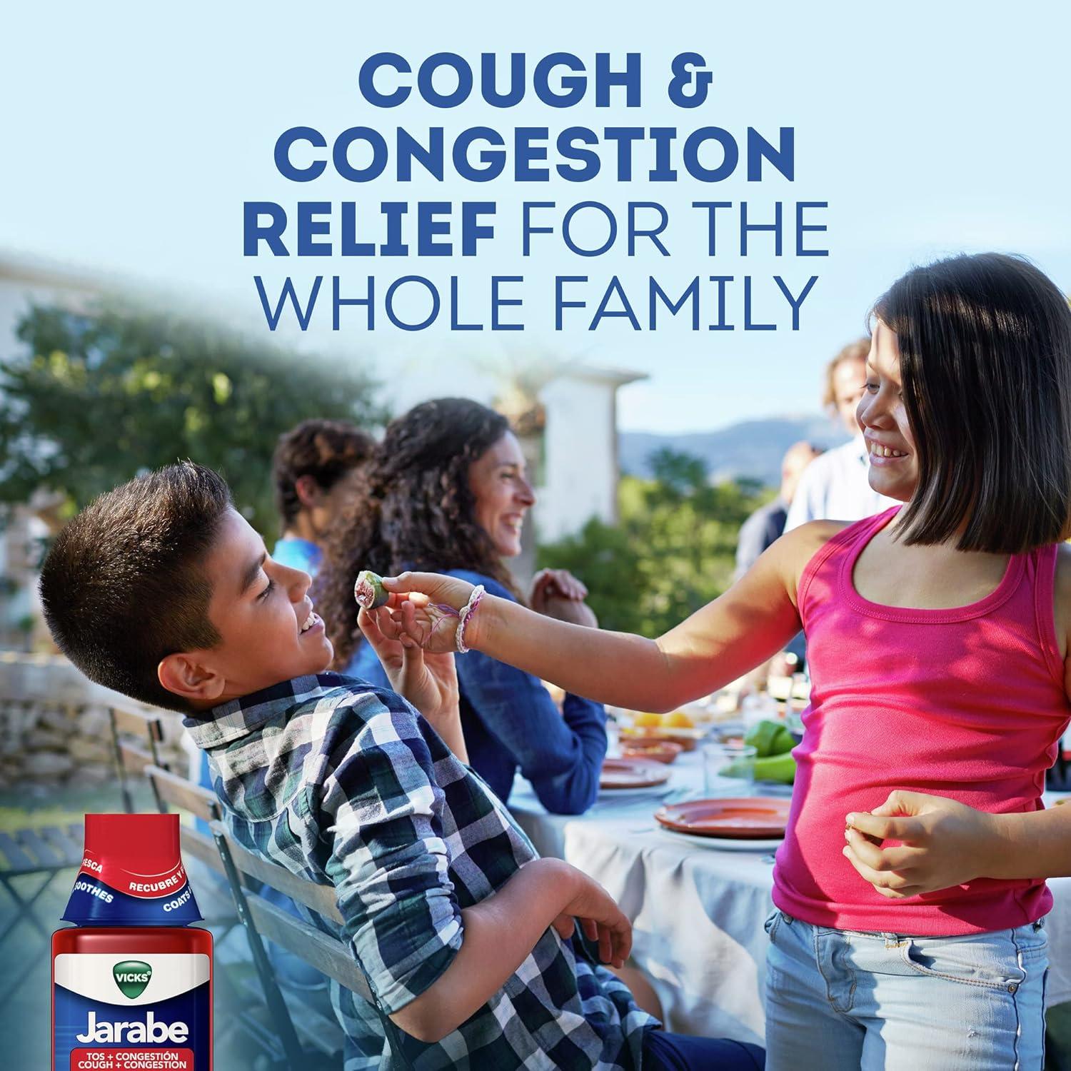 Vicks Jarabe Cough & Congestion Cold Medicine Cherry 8 fl oz