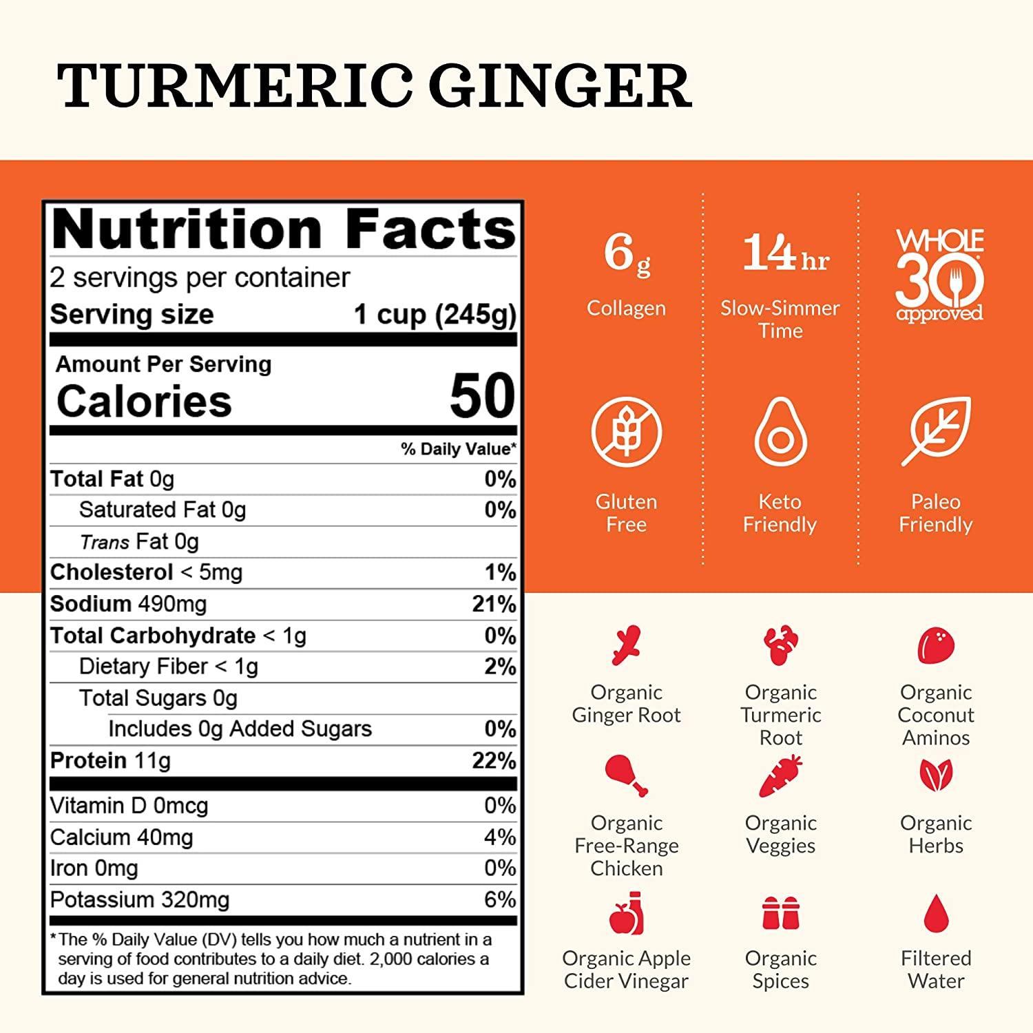 Kettle and Fire Turmeric Ginger Chicken Bone Broth Keto, Paleo, Whole