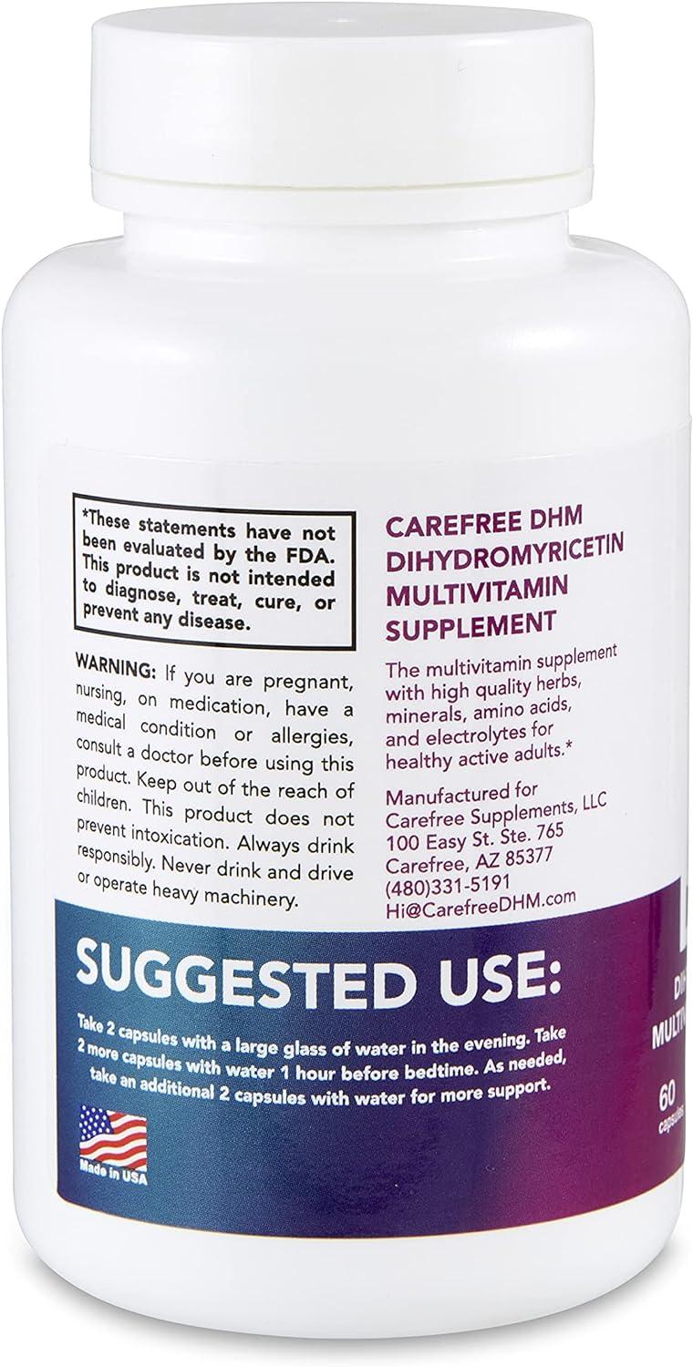 Carefree DHM Dihydromyricetin 600mg + Multivitamin Natural Hangover