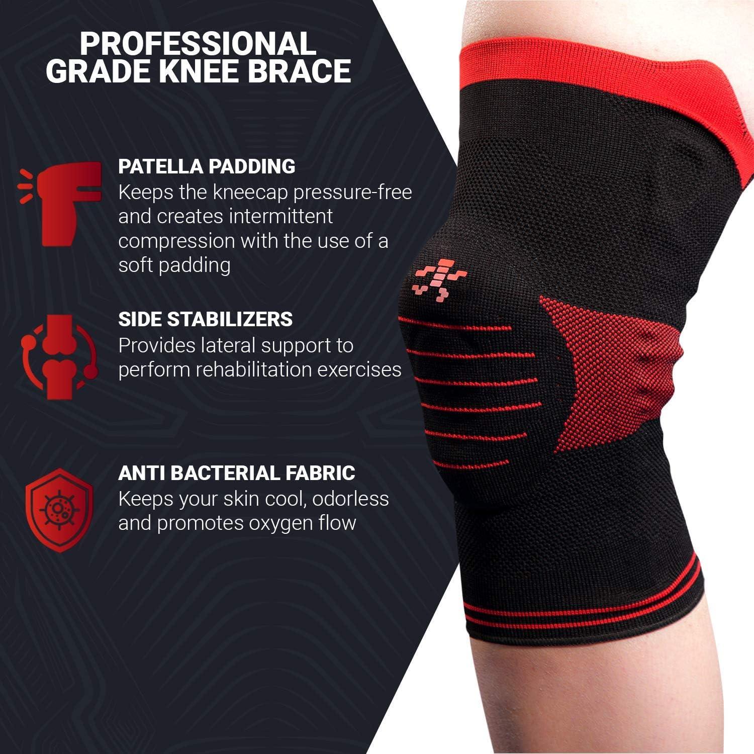 UFlex Athletics Knee Brace Support Sleeve with Side Stabilizers and
