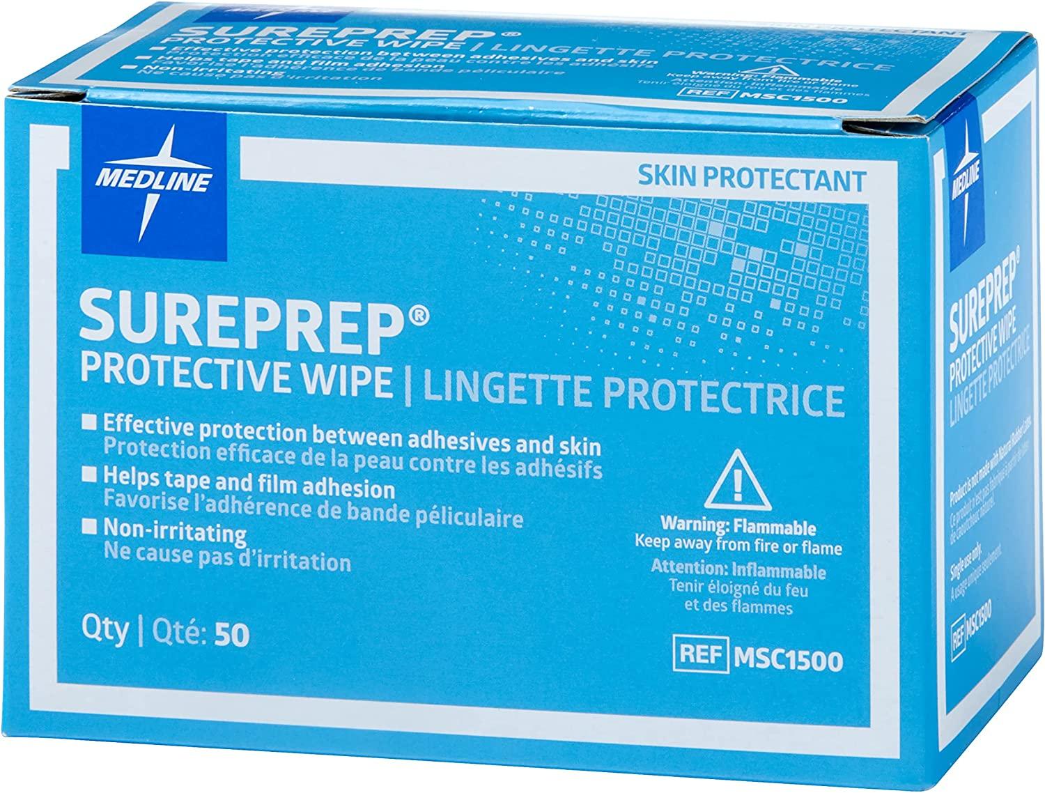 Medline Wipe Protectant Skin Sureprep, 50 Count Original Version