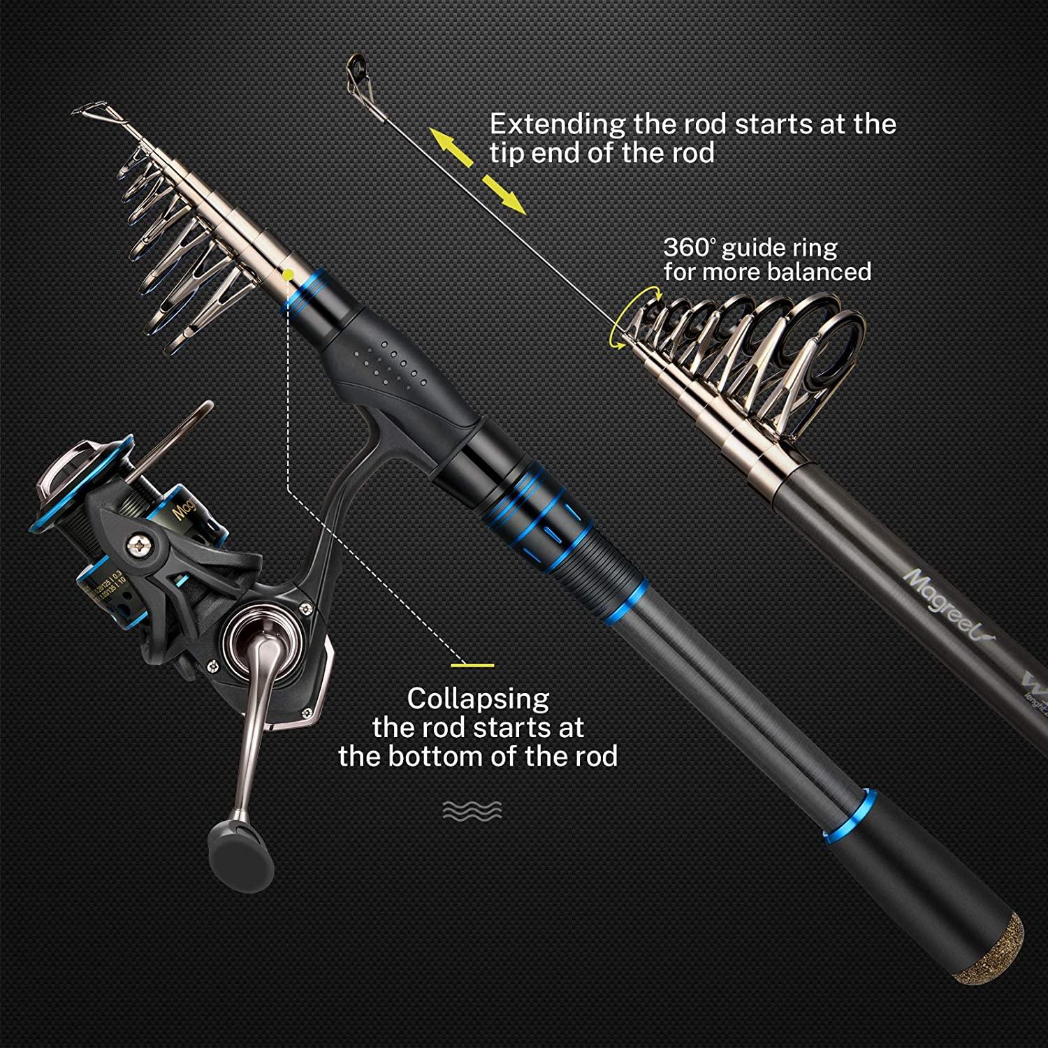 Magreel Fishing Rod and Reel Combo Carbon Fiber Telescopic Fishing