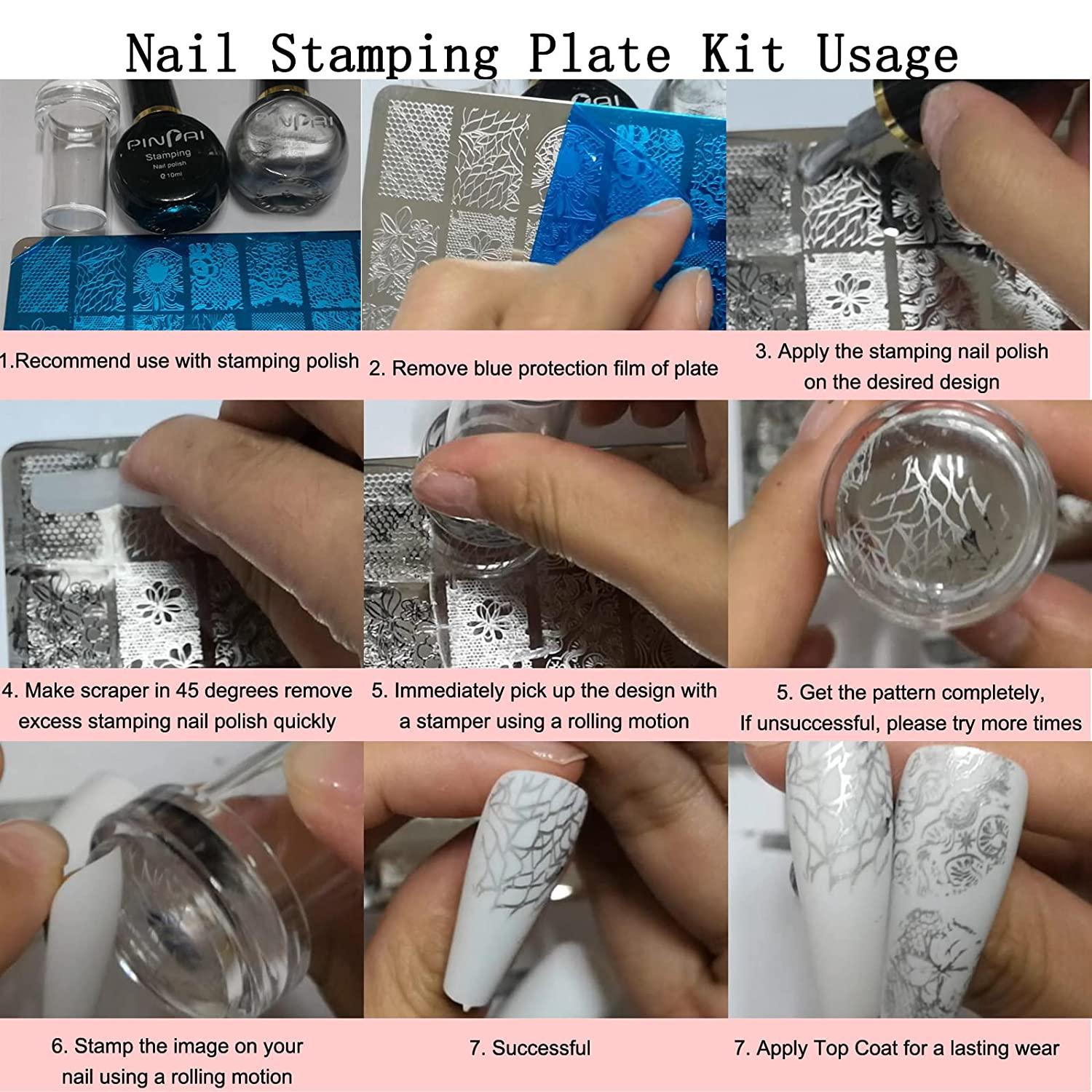 1pc French Nail Art Stamper Kit, Clear Silicone Nail Art Stamping Set, Stamp  Template Plate With Silicone Head And Clear Nail Polish | SHEIN UK