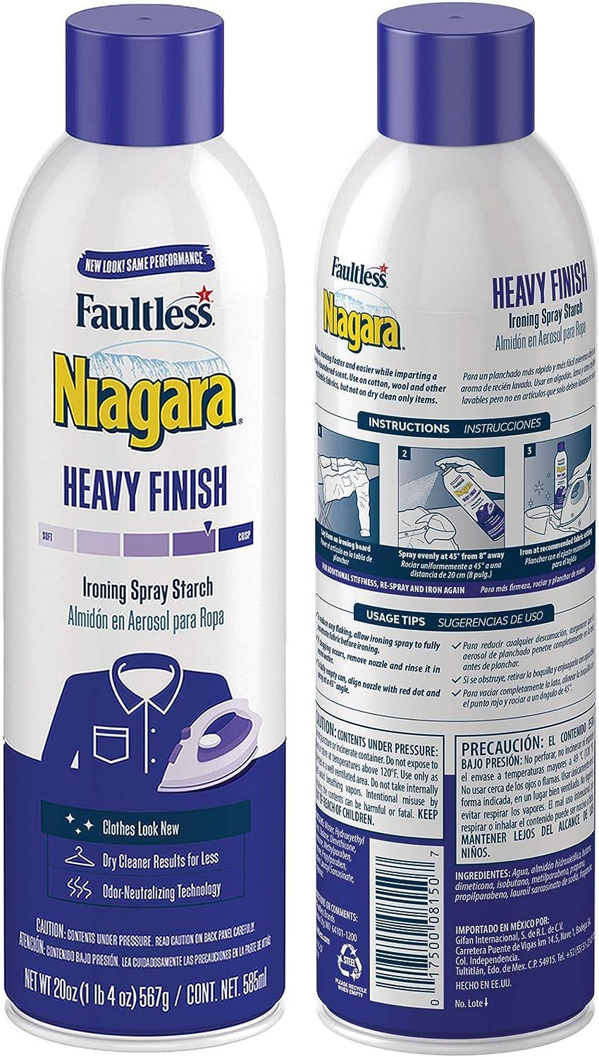 Heavy Starch Spray (20 oz, 6-Pack) - Niagara Heavy Finish Liquid Starch:  Iron Aid Spray Pack for Clothes & Fabrics 6 Pack