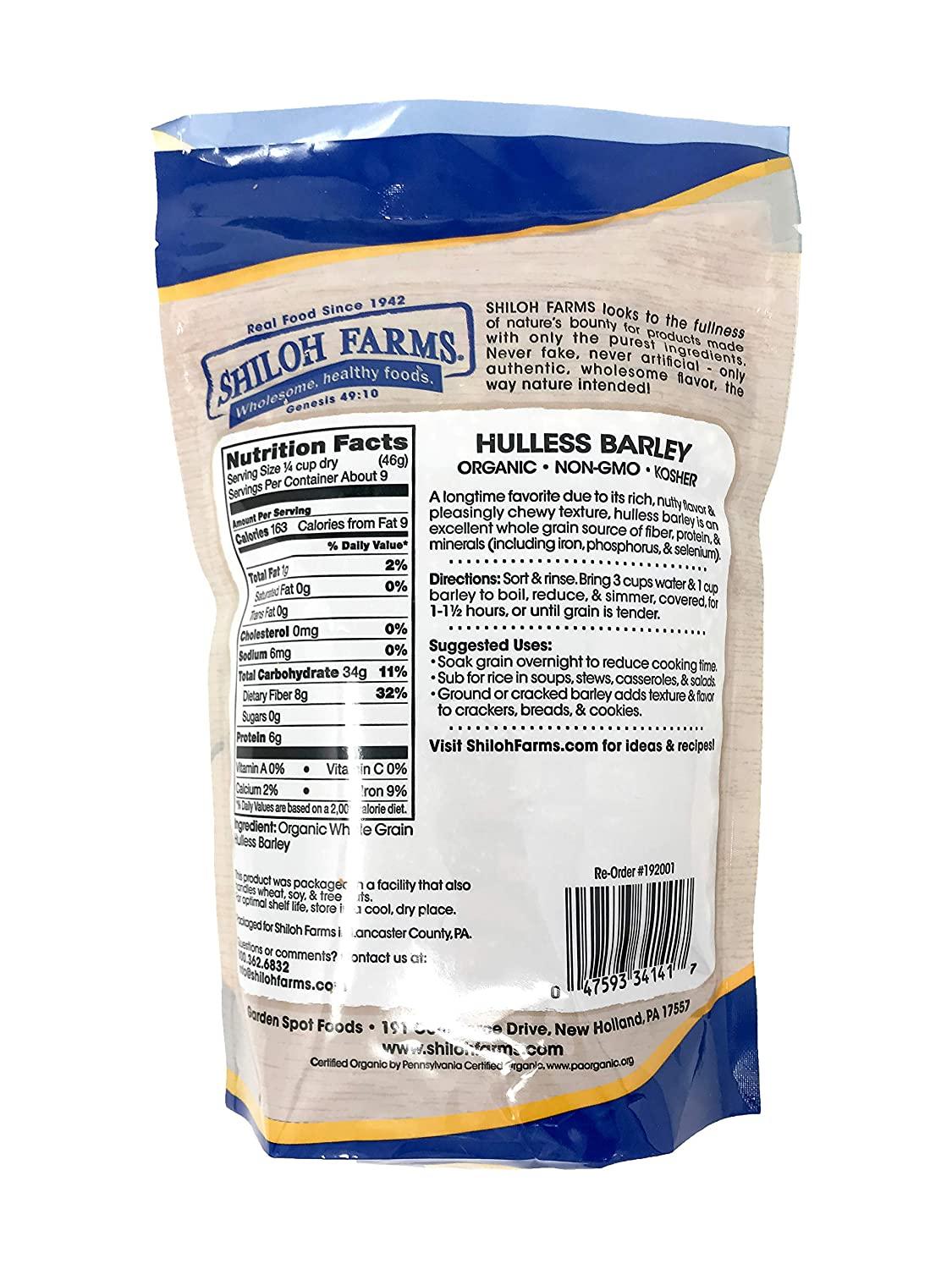 Shiloh Farms Organic Non GMO Hulless Barley 15 ounce 2 pack