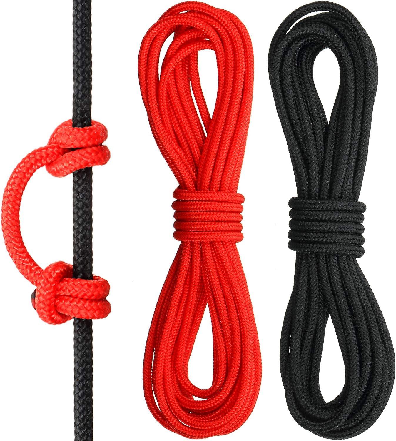 2 Pieces Archery D Loop Rope 10 Feet Archery Bowstring Serving Thread D  Loop Rope Release Material Nocking D Loop Rope String Black and Red
