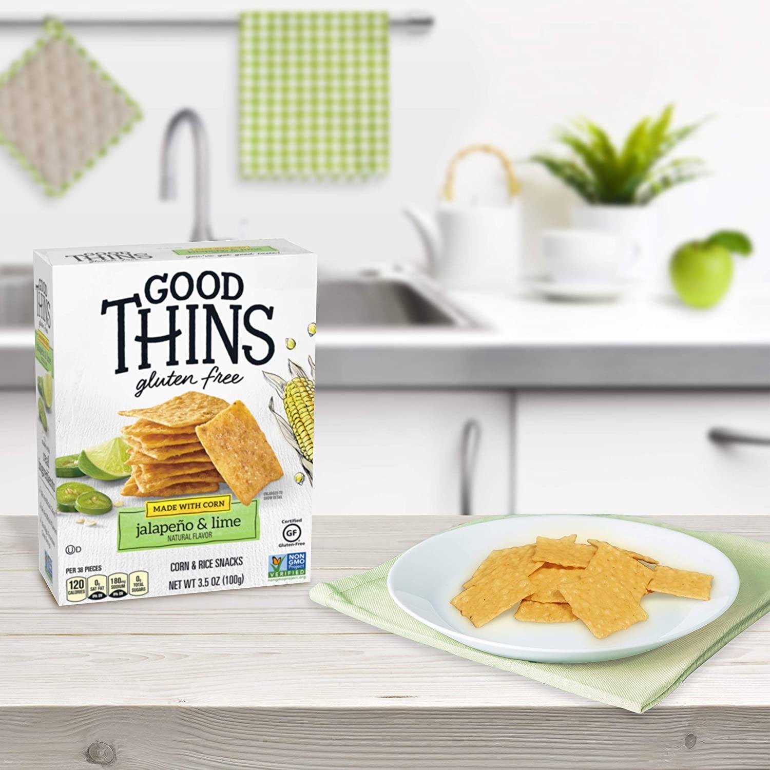 Good Thins Corn & Rice Snacks, Gluten Free, Jalapeno & Lime - 3.5 oz