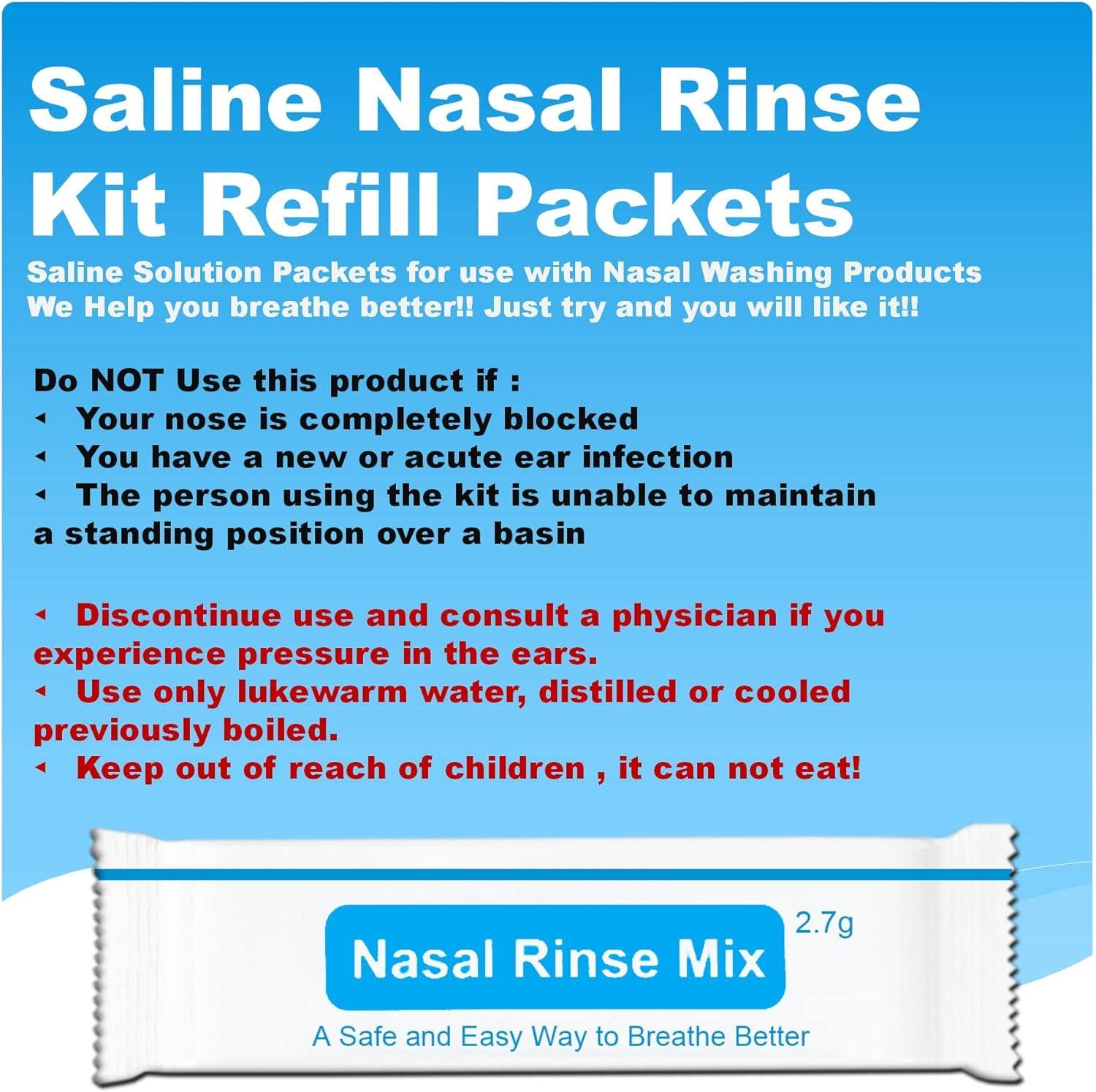 160 Refills Nasal Rinse Mix + 2 Nasal Sprayer Neti Pot Salt Nasal
