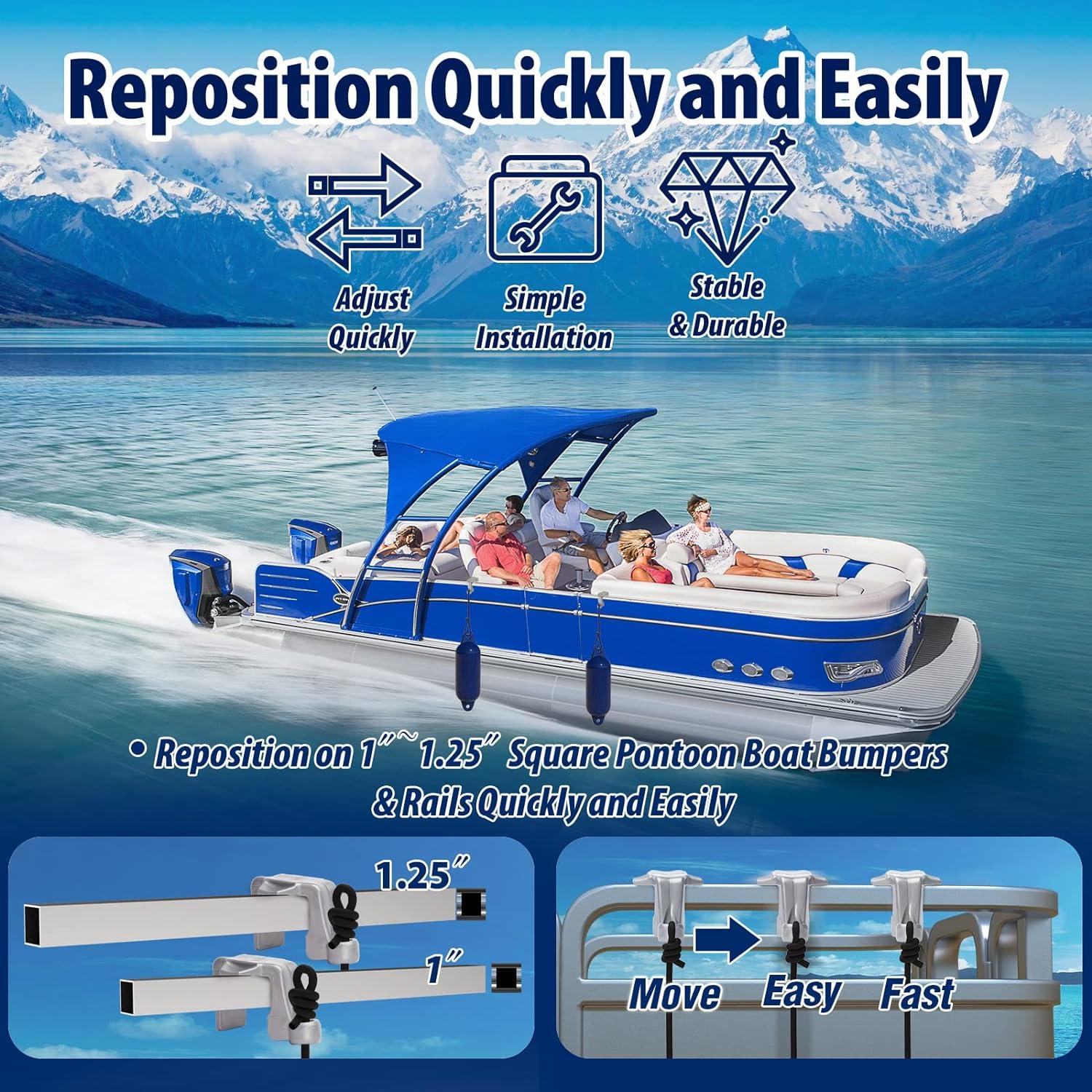 Boat Bumper Clips, Pontoon Boat Fender Clips for Docking, Pontoon Boat  Square R