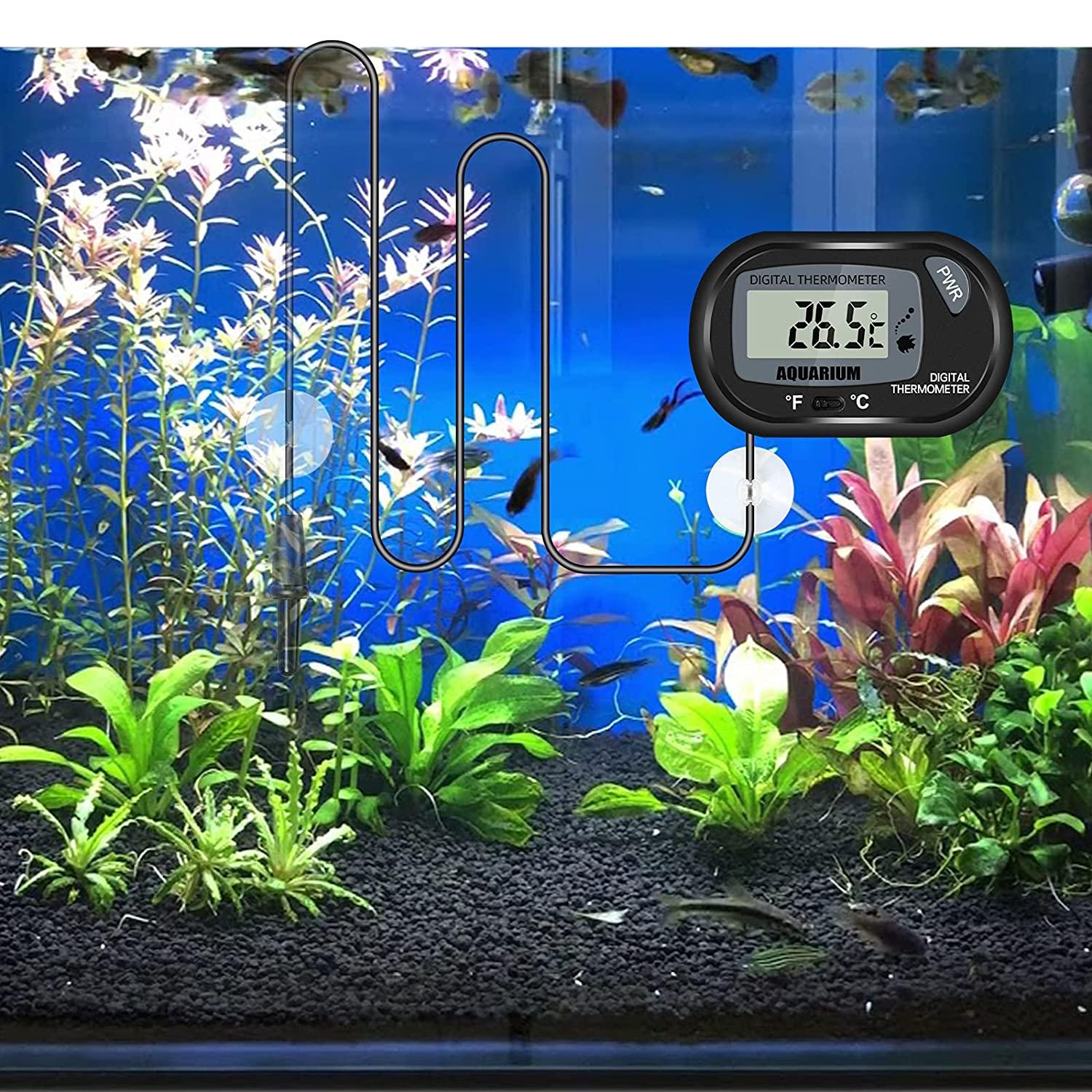 Thlevel LCD Digital Aquarium Thermometer, Fish Tank Thermometer with Water-Resistant  Sensor Probe and Suction Cup for Reptile, Turtle Incubators, Terrarium  Water Thermometer (4)