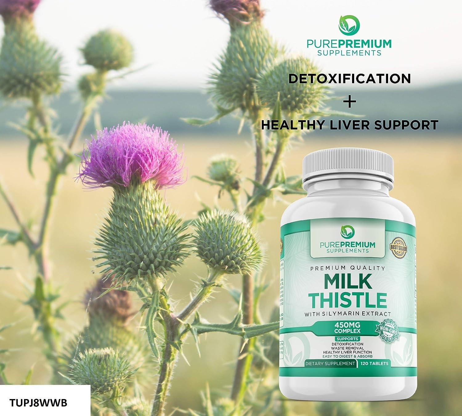 PurePremium Milk Thistle Supplement with Silymarin Extract - Liver ...