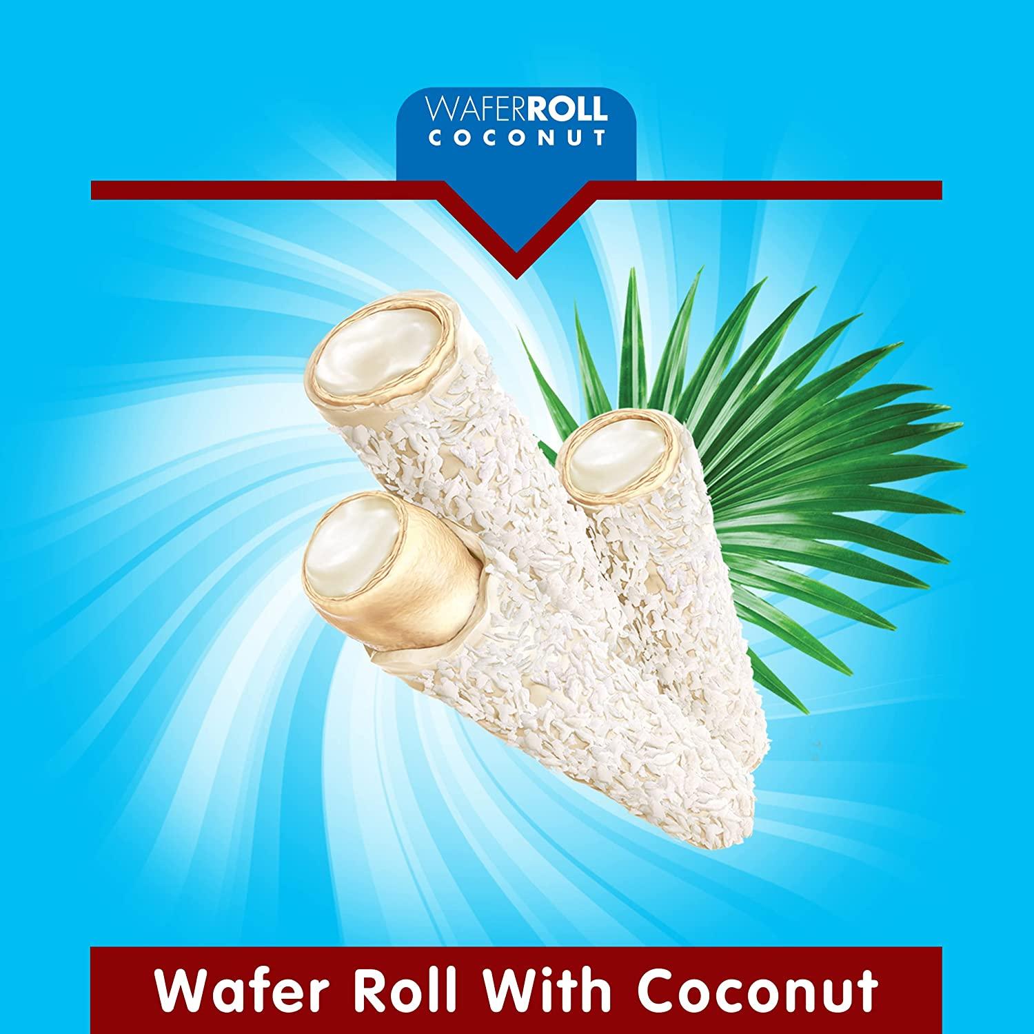 Snack Break Coconut Rolled Wafer Snacks with Creamy Coconut Filling