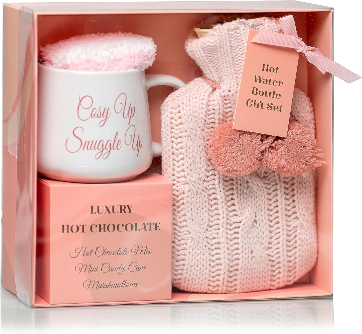 Hot Chocolate Mug Gift Set with Water Bottle, Marshmallows & Candy