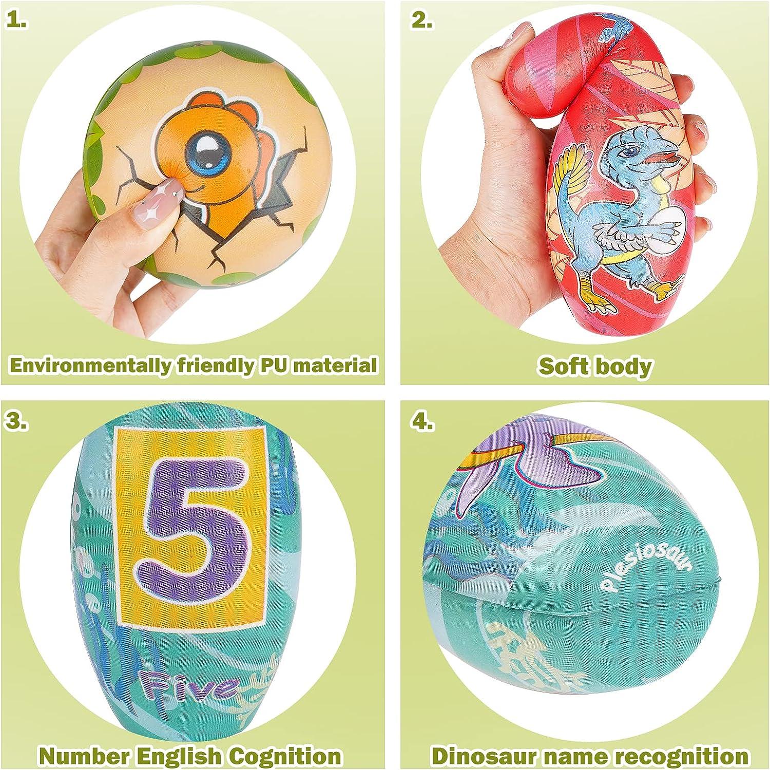 IWUTEFET Kids Dinosaur Bowling Toys Set Soft Foam 10 Pins and 2 Ball