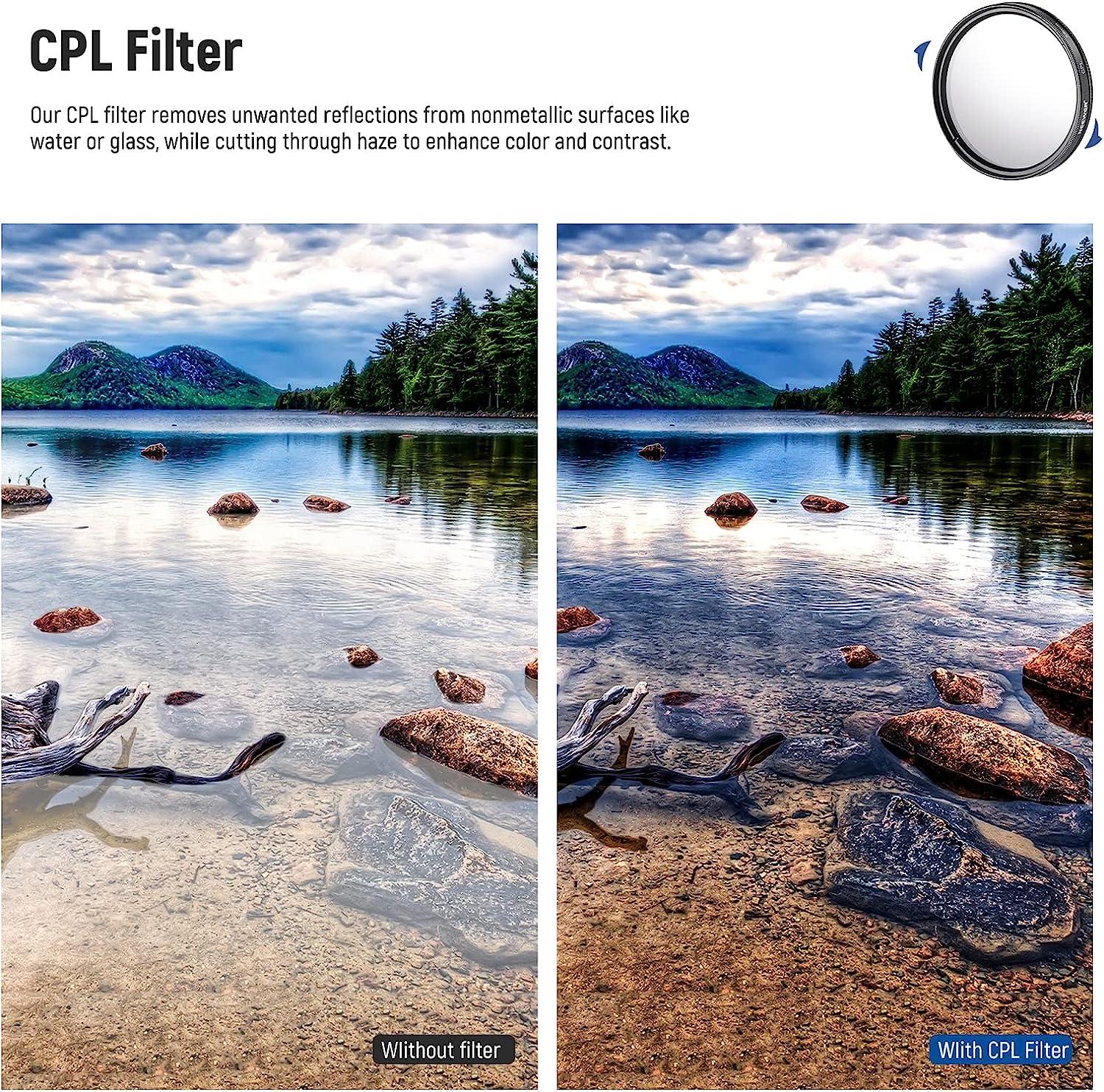 NEEWER Lens filterset 52 mm UV CPL en ND filters (ND2, ND4