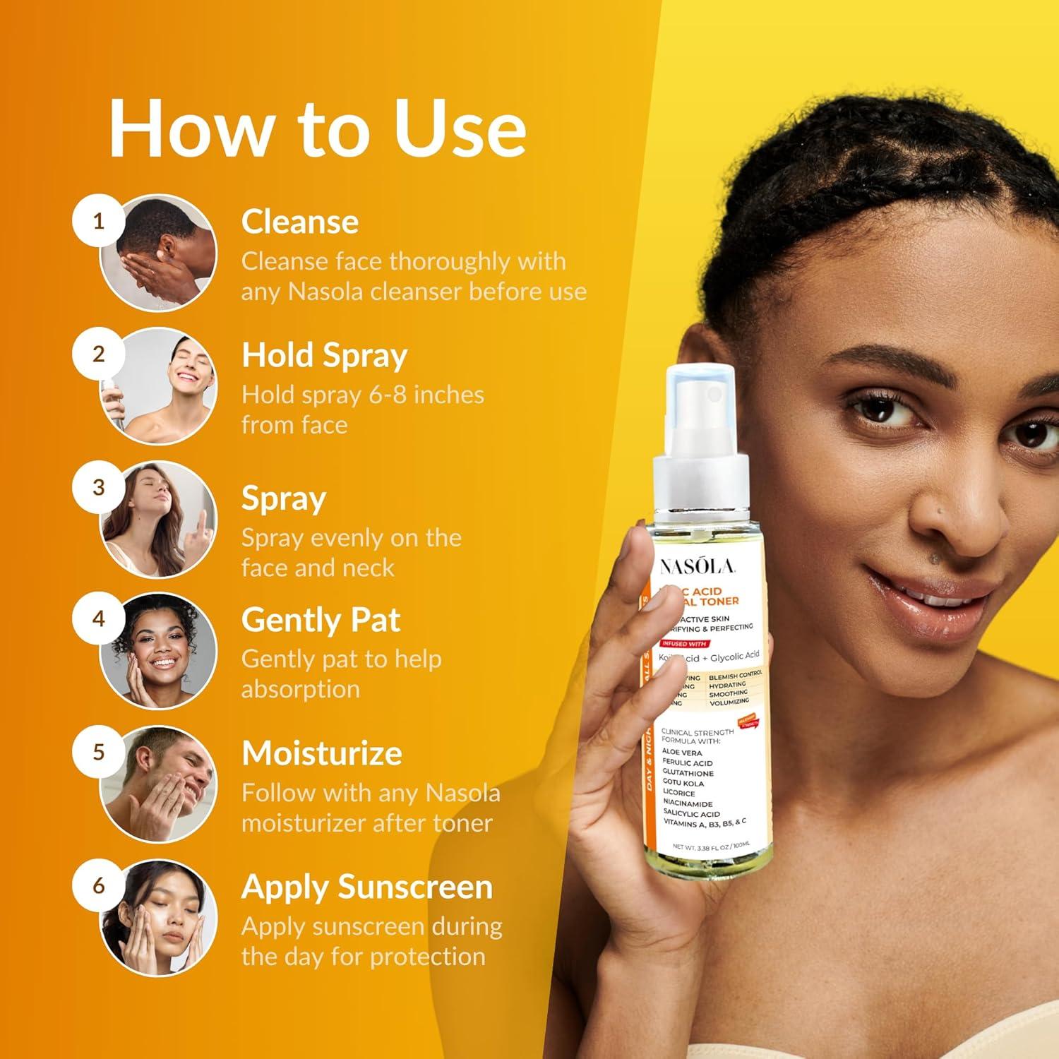Buy Kojic Acid Facial Toner | Skin Clarifying Hydrating Mist with Glycolic  Acid Niacinamide & Aloe Vera - 3.38 Fl Oz - International Shipping | Buy  Now with Express International Delivery