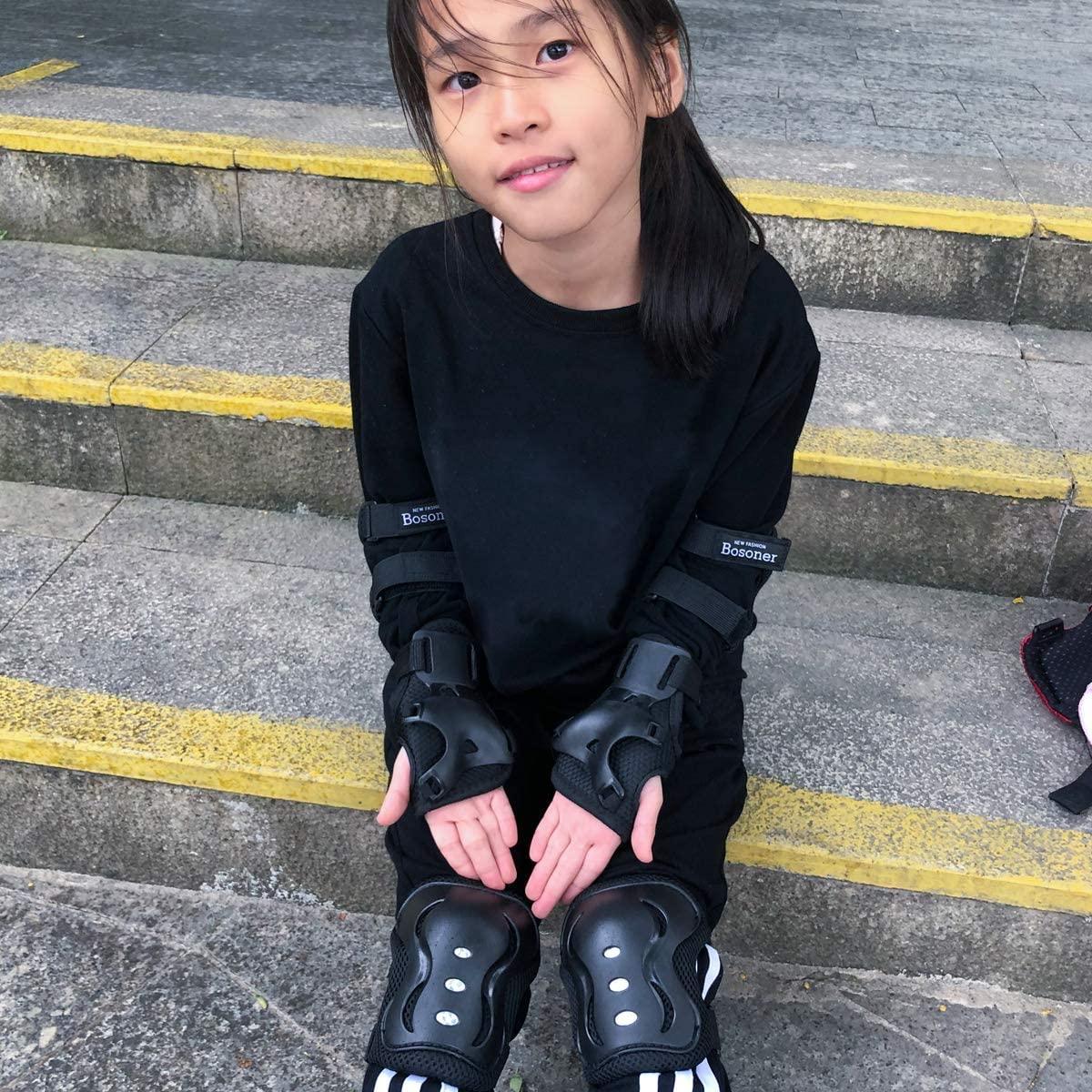 Children's Knee Elbow Pads Kids Protective Gear Set - 6-Piece Knee Elbow Wrist Pads For Skating & Biking Roller Skates