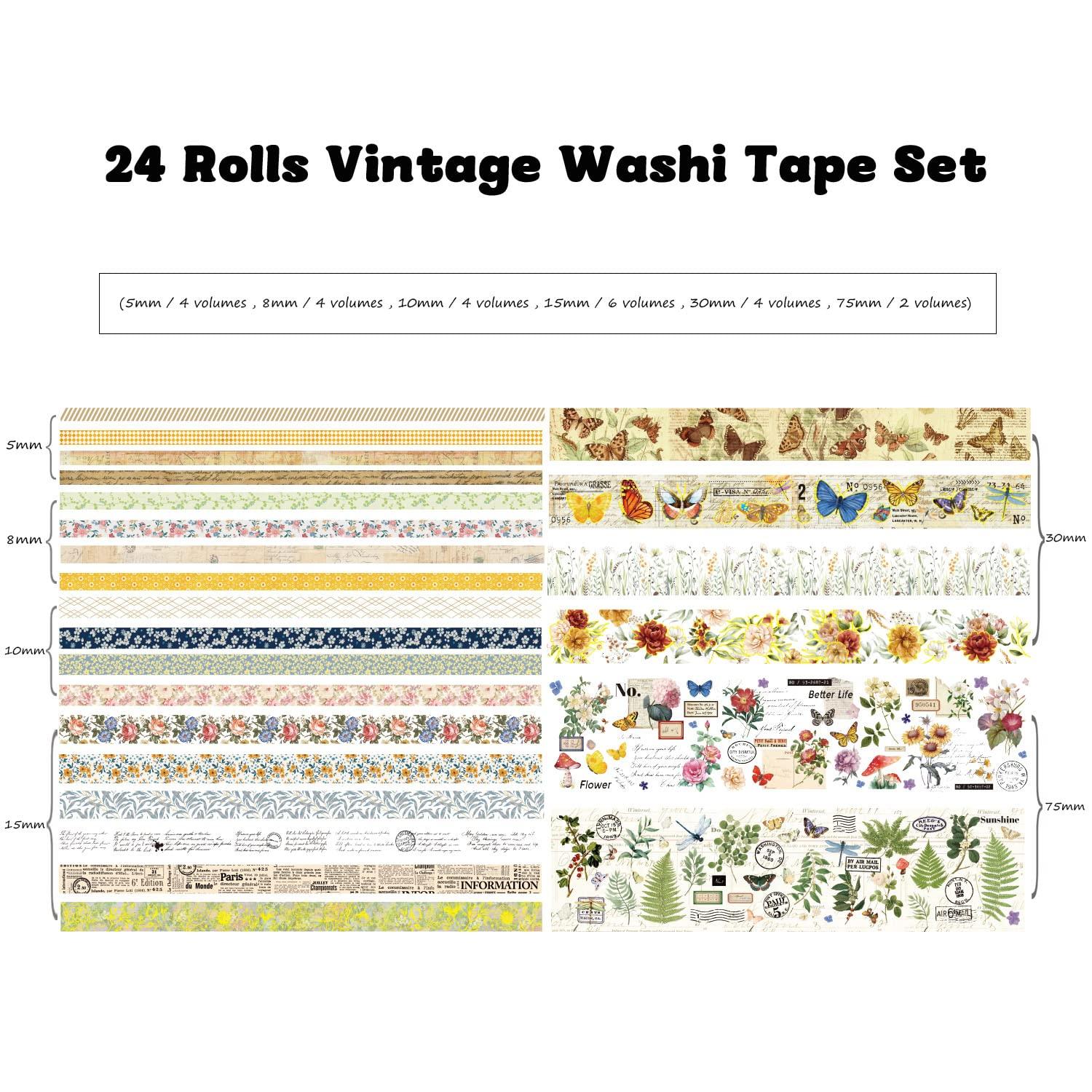 HASTHIP 24 Roll Washi Tapes Set For Journal Floral Theme Vintage Drafting  Tape Price in India - Buy HASTHIP 24 Roll Washi Tapes Set For Journal  Floral Theme Vintage Drafting Tape online