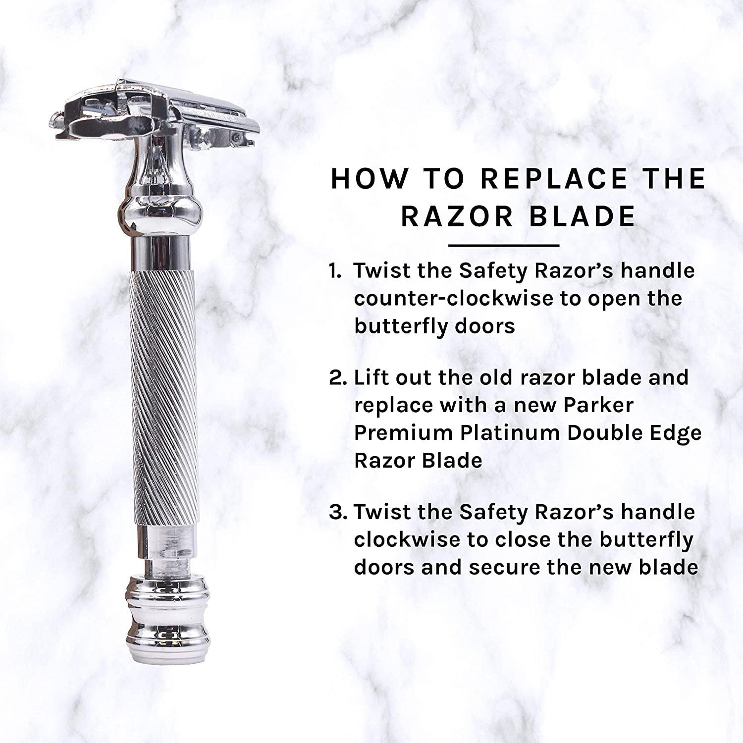 Parker 99R Long Handle Heavyweight Butterfly Open Double Edge Safety