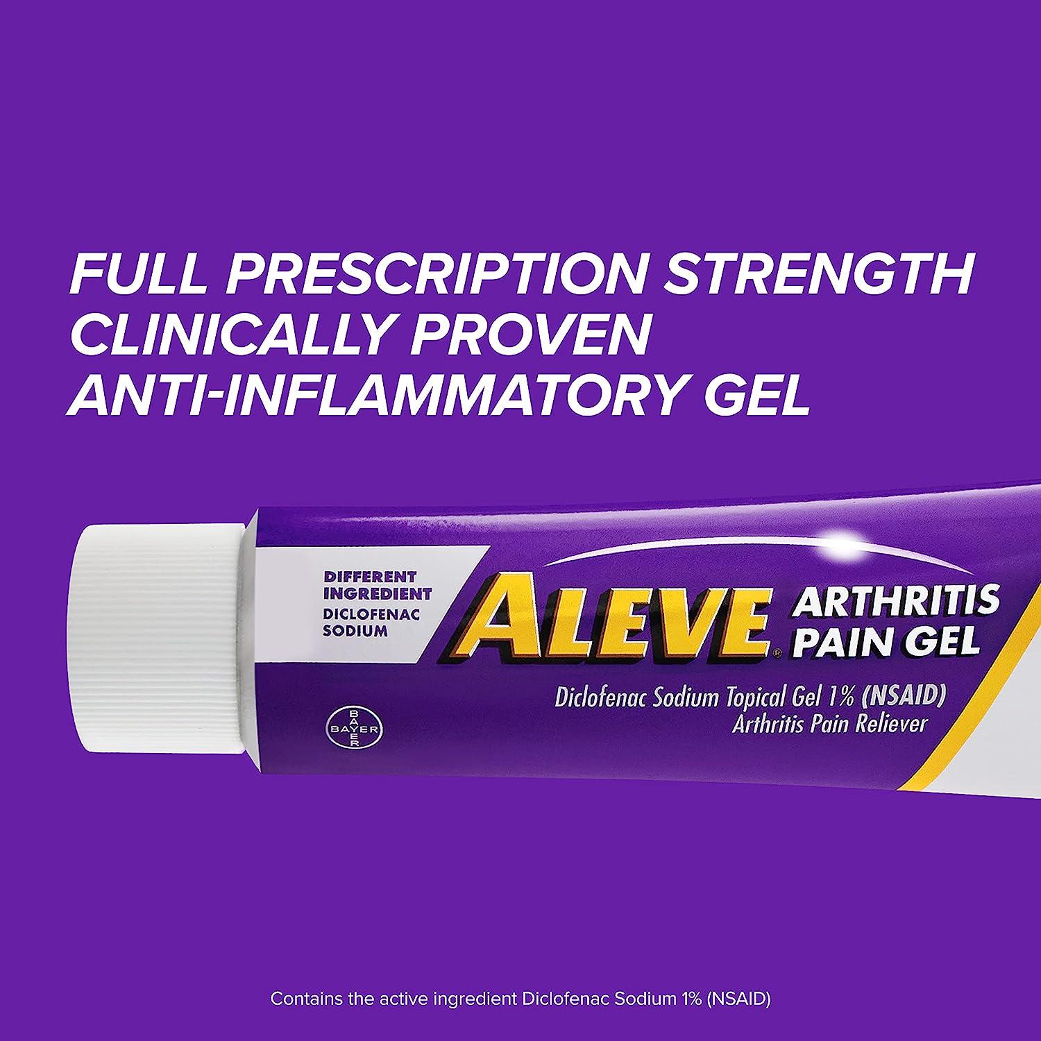 Aleve Arthritis Pain Gel, Diclofenac Sodium Tropical Gel 1 (NSAID) 100 g Tube, 3.53 Oz