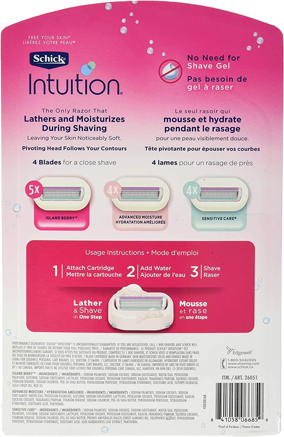 Schick Intuition Variety Pack 13 Refills w/ Razor Handle