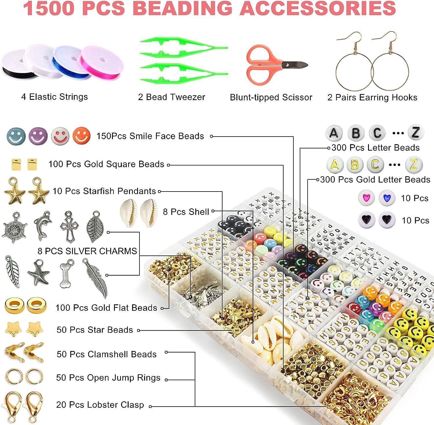  7200 Pcs Clay Beads Bracelet Making Kit, 24 Colors Flat Round  Polymer Clay Beads with Letter Beads Smiley Face Beads and Pendant Charms  for Jewelry Making, Heishi Beads for Necklace Earring
