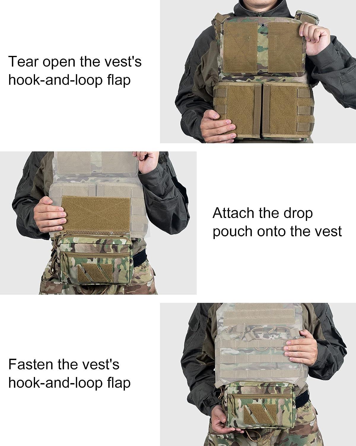OneTigris PLUS1S Dump Pouch, Drop Admin Pouch Tactical Fanny Pack  Hook-and-Loop Add-on Tool Pouch IFAK Med Pouch for Tactical Vest Chest Rig  Multicam