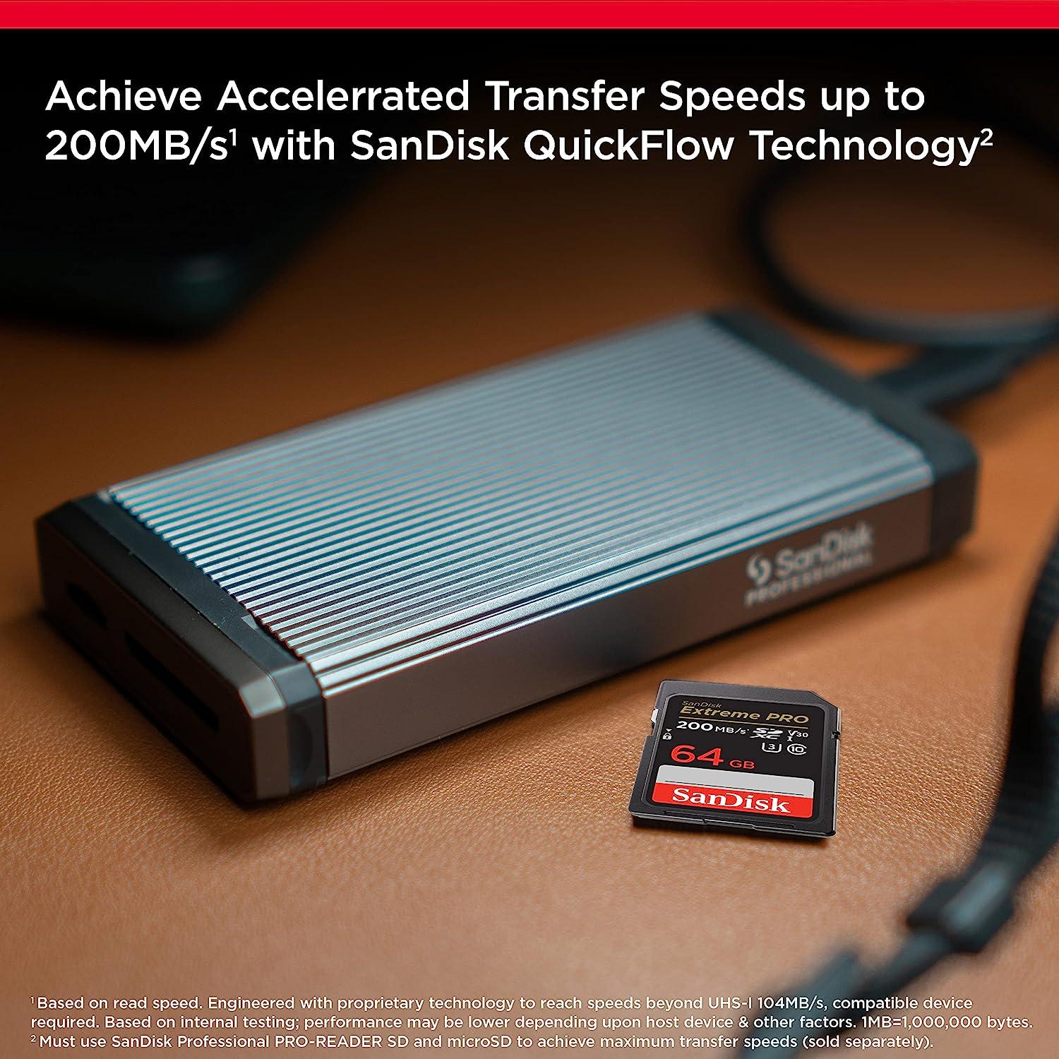 SanDisk 64GB Extreme PRO SDXC UHS-I Memory Card - C10, U3, V30, 4K