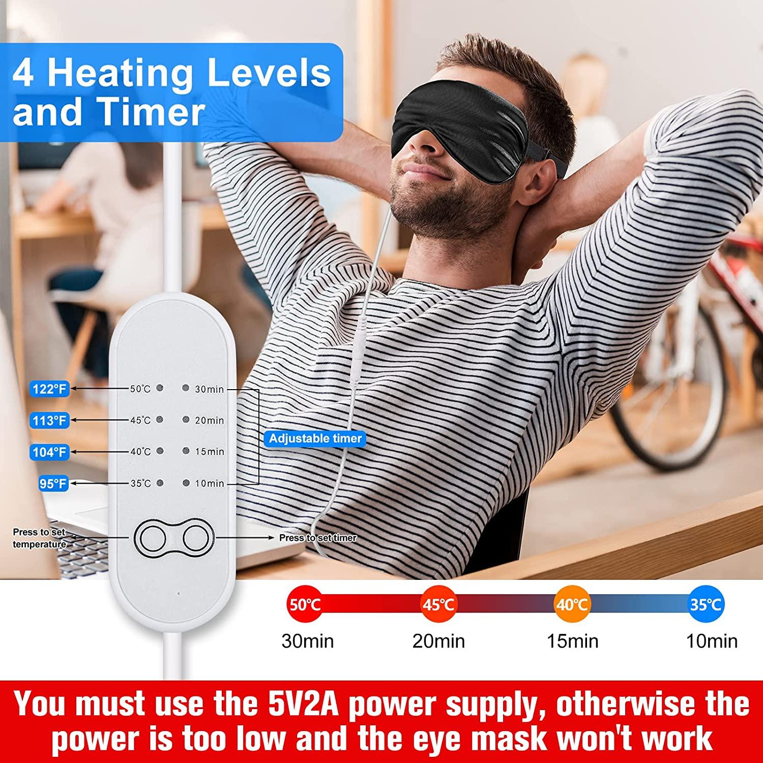 2 Pieces Silk Heated Eye Mask for Dry Eyes USB Steam Warm Compress for