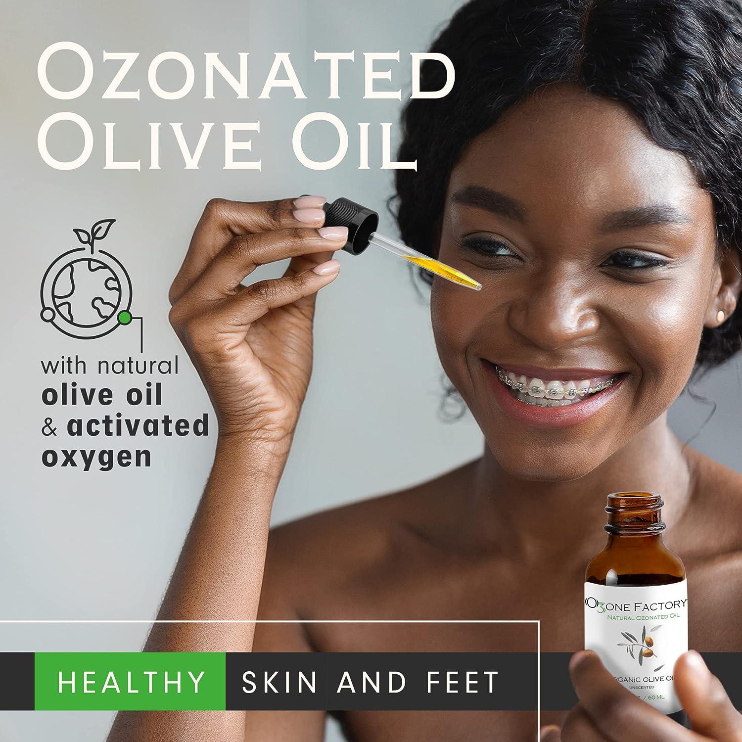 Ozone Factory Ozonated Olive Oil Unscented and Natural Face Oil for Women &  Men Olive Oil for Skin Nail & Foot Care Cold Pressed Extra Virgin Skin Oil  60 ml