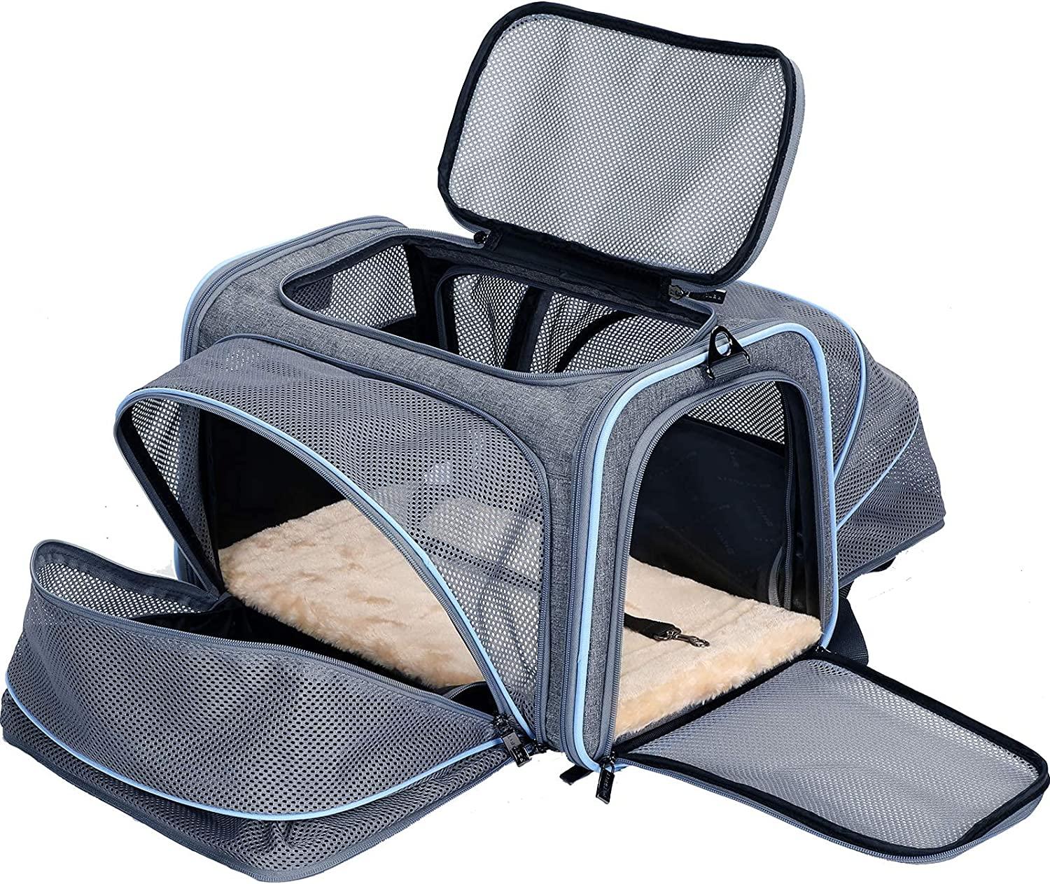 Extra Large Cat Carrier Soft Sided Folding Small Medium Dog Pet Carrier  24x16.5x16 Travel Collapsible Ventilated Comfortable 