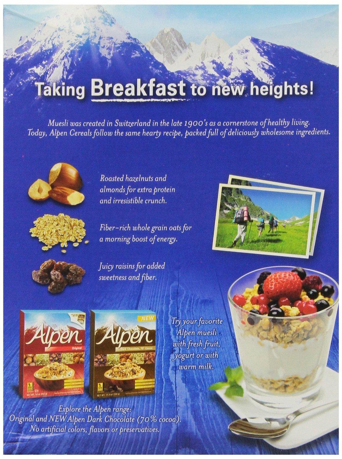 Alpen Muesli Cereal No Sugar Added, 3 Pack of 14 Ounce Boxes
