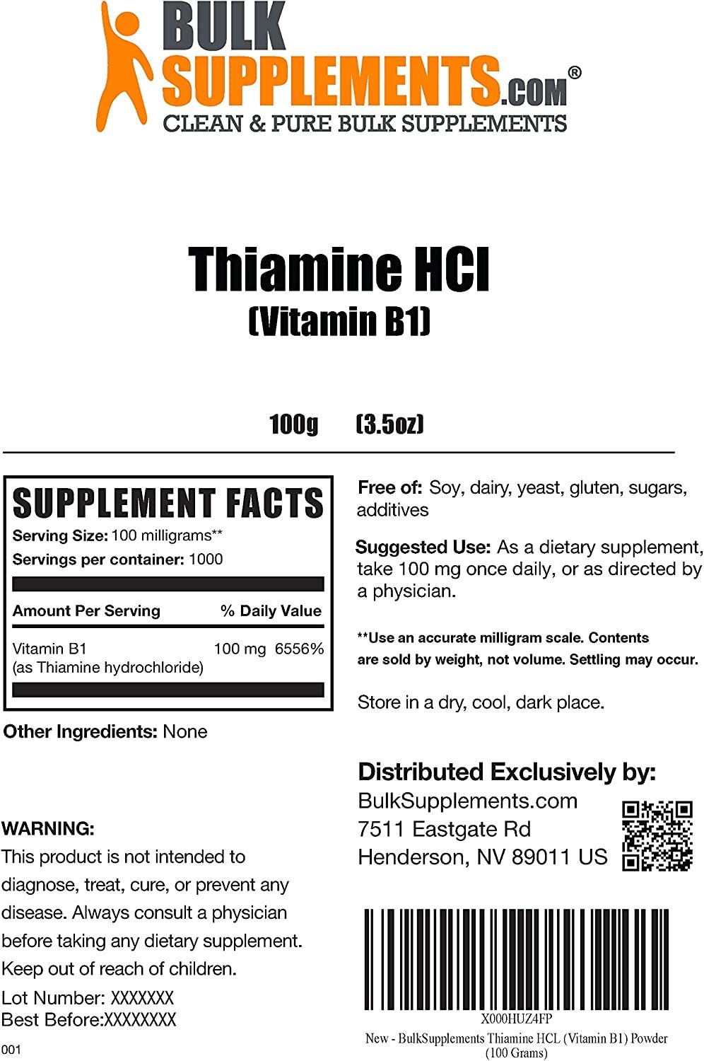 Thiamine HCl (Vitamin B1) Powder Thiamine 100mg