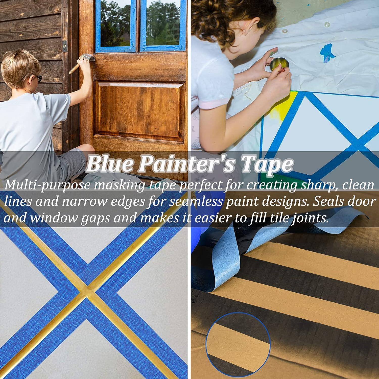 3 Rolls Blue Painters Tape Multi-Surface Medium Adhesive Paint