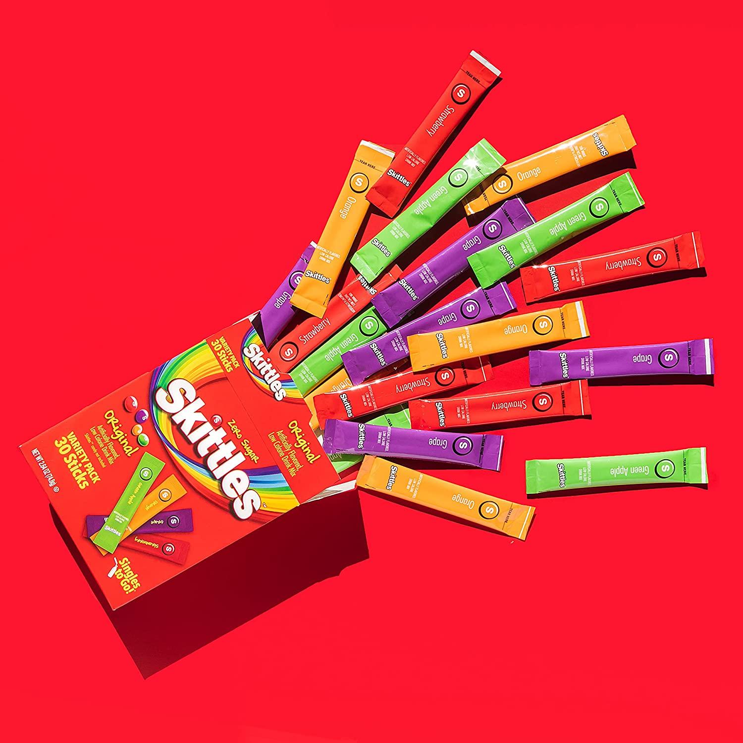 Skittles Singles To Go Variety Pack 30 Count, Zero Sugar, Low Calorie
