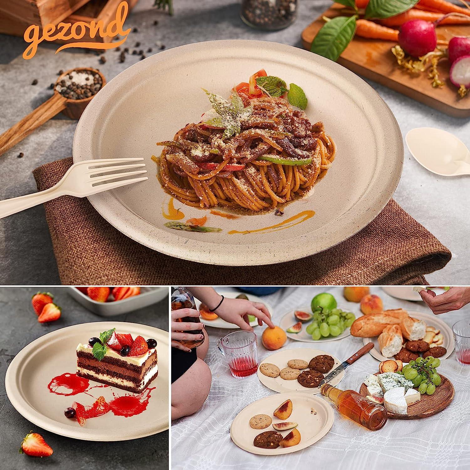 Compostable Disposable Dinnerware Set Includes Biodegradable Paper