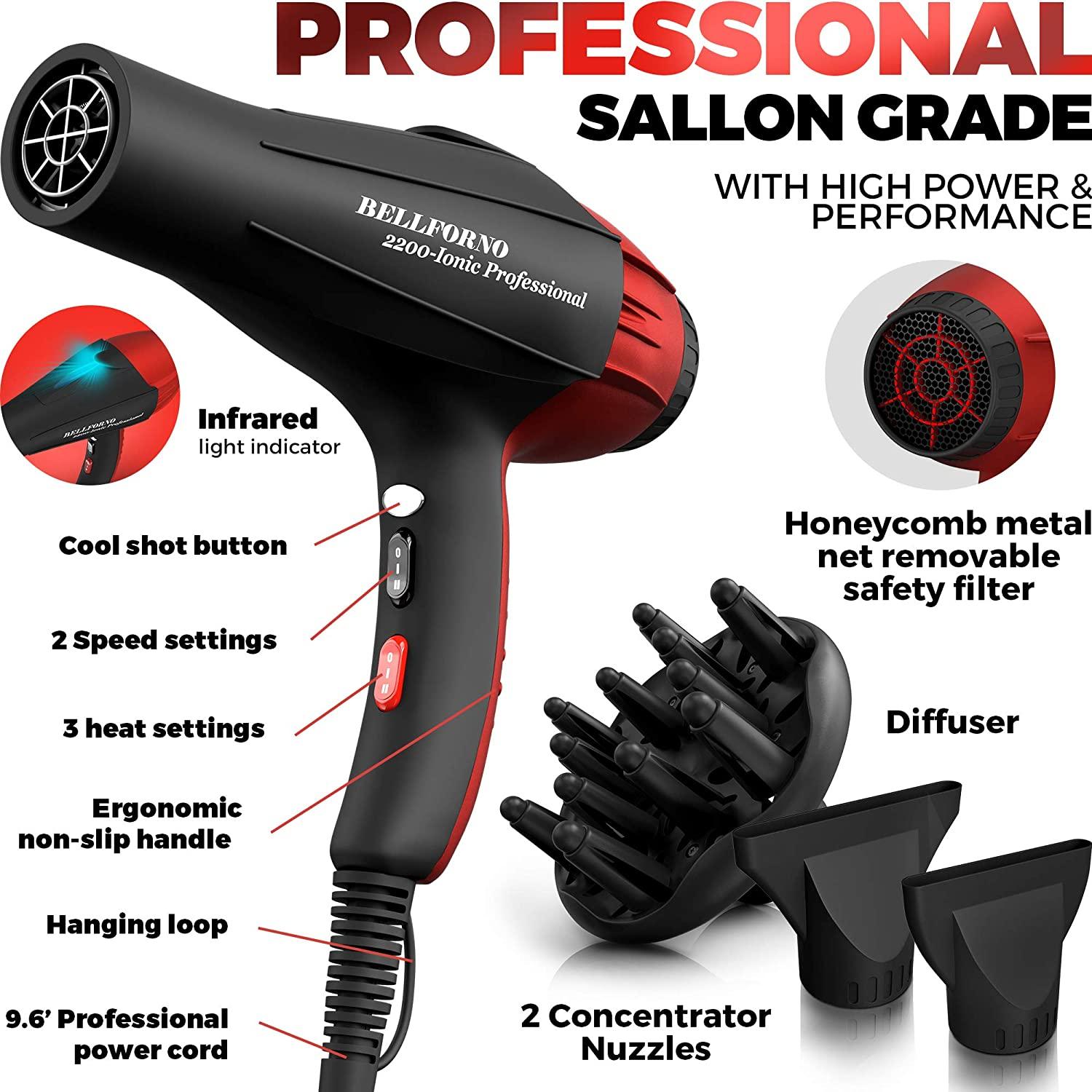Professional Ionic Salon Hair Dryer, 2200 Watt Powerful AC Motor